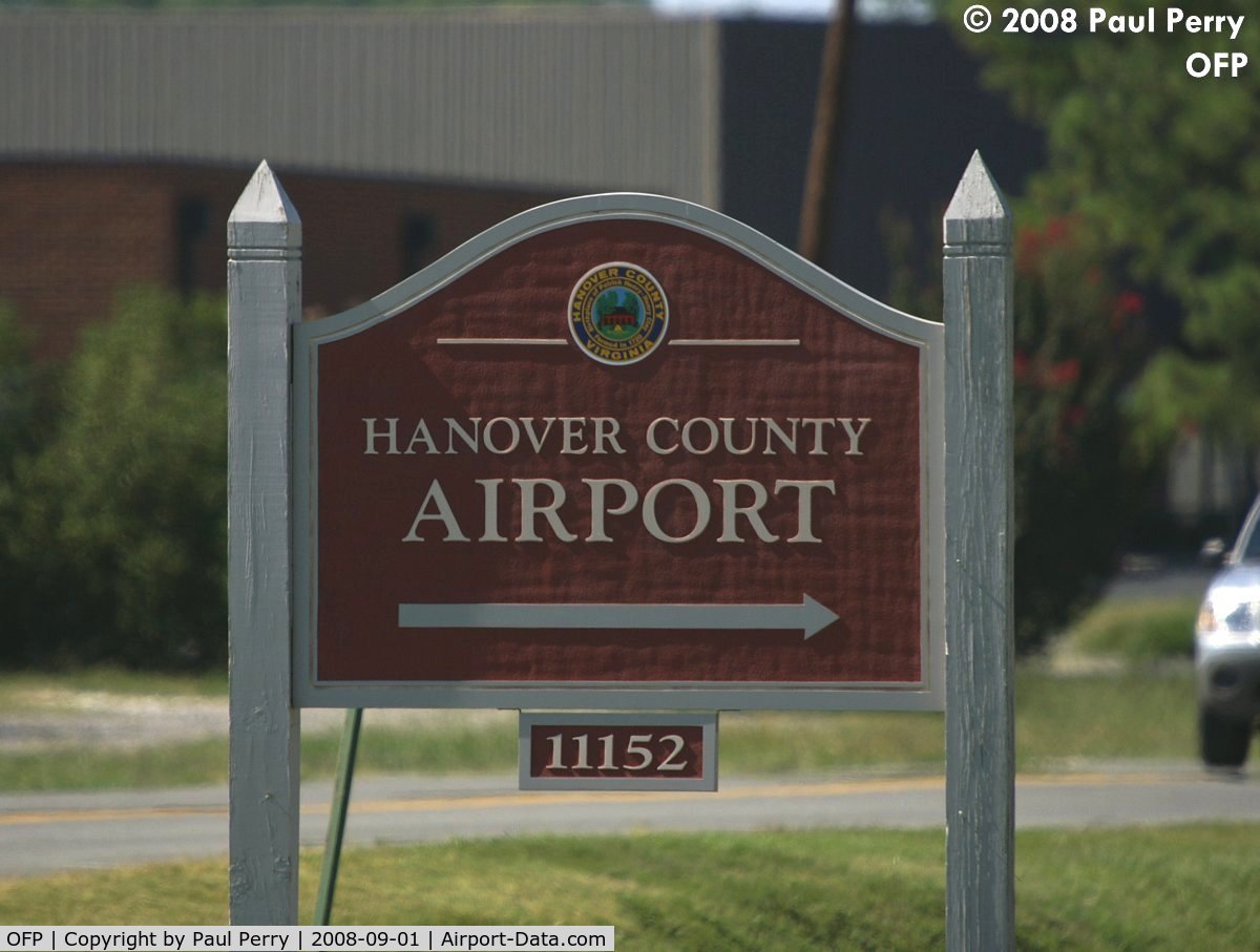 Hanover County Municipal Airport (OFP) - Entrance Sign for Hanover