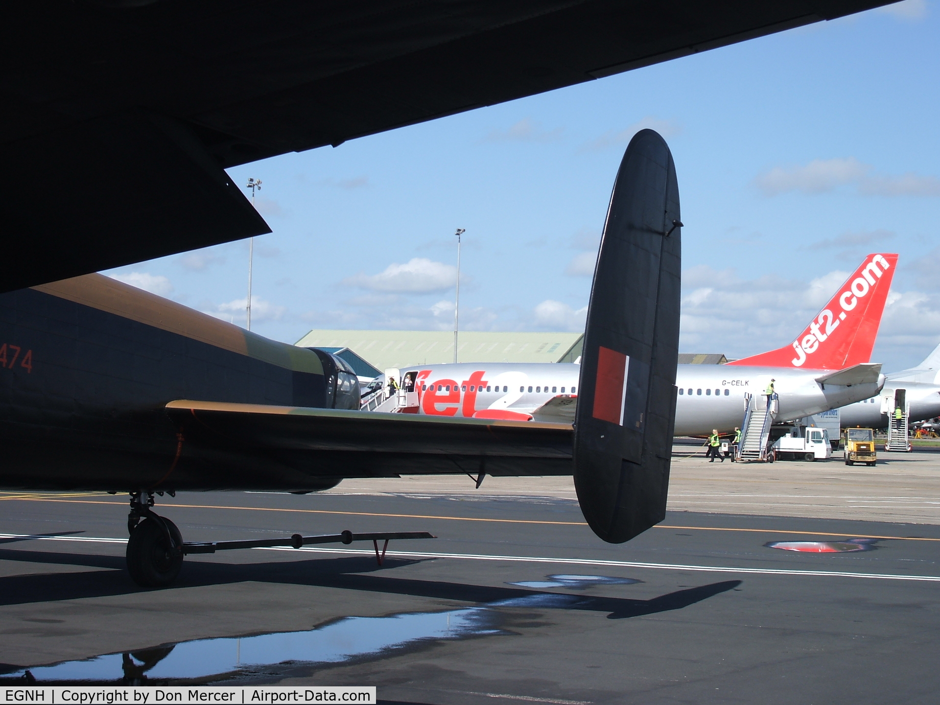 Blackpool International Airport, Blackpool, England United Kingdom (EGNH) - Jet2 under Lancaster wing