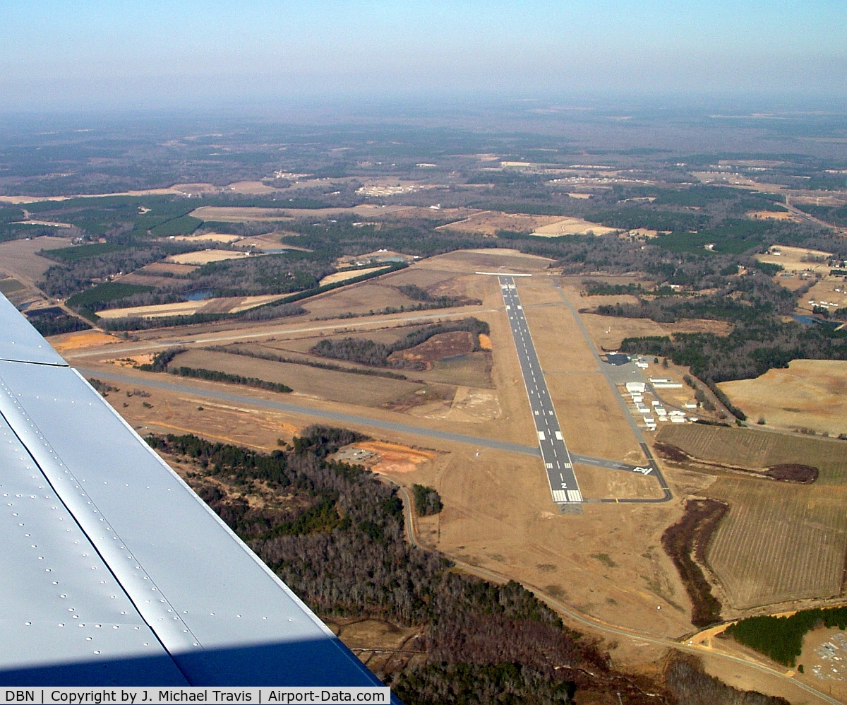W H 'bud' Barron Airport (DBN) - KDBN overflight.  RWY02 in view.  RWY32 runway and taxiway extended.