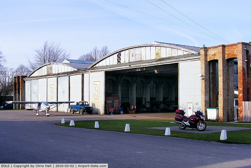 Old Sarum Airfield Airport, Salisbury, England United Kingdom (EGLS) - The WWI Belfast truss hangars at Old Sarum