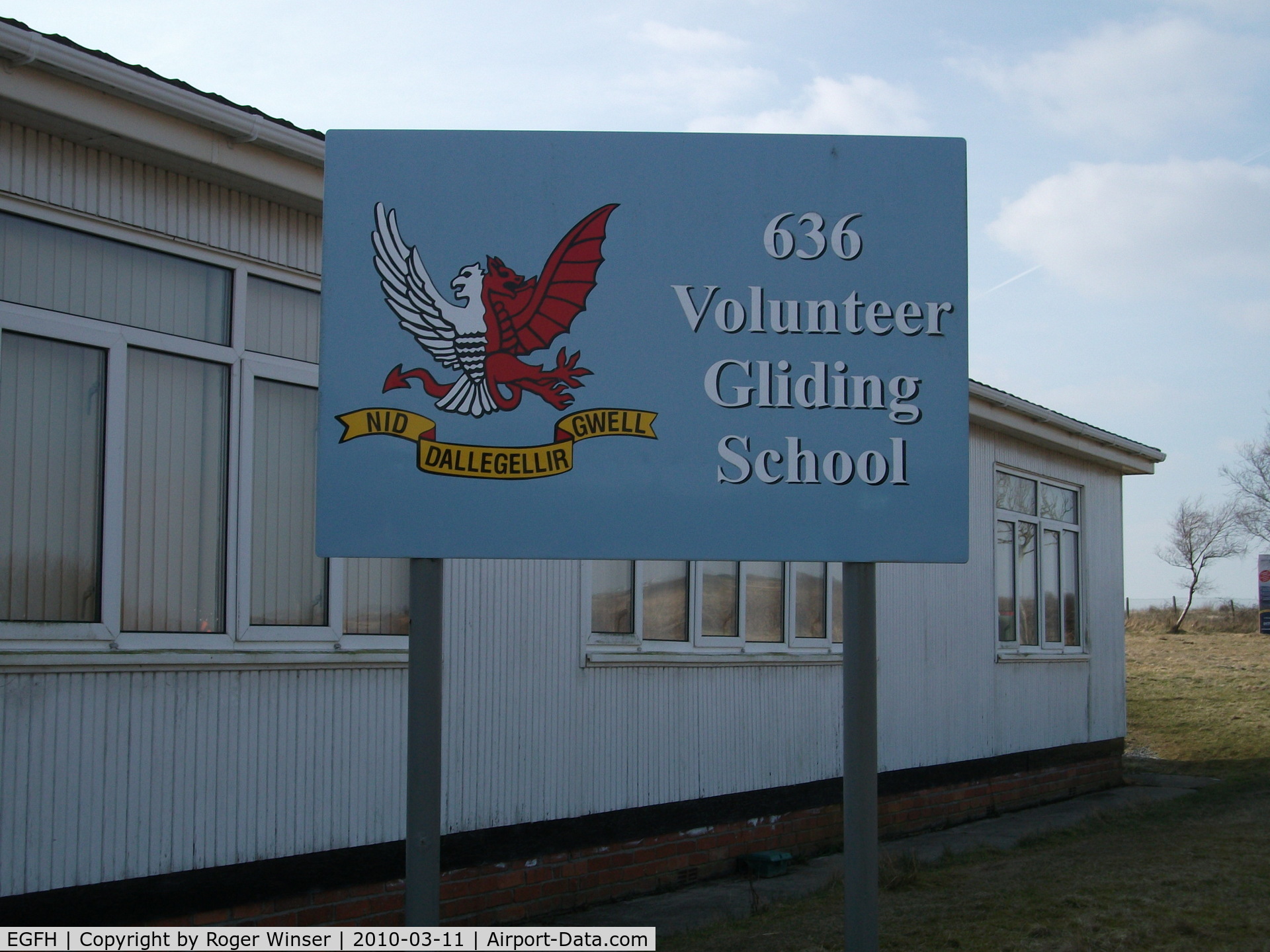 Swansea Airport, Swansea, Wales United Kingdom (EGFH) - Badge of 636 Volunteer Gliding Squadron. The unit was renamed Squadron (from School) in October 2008. 