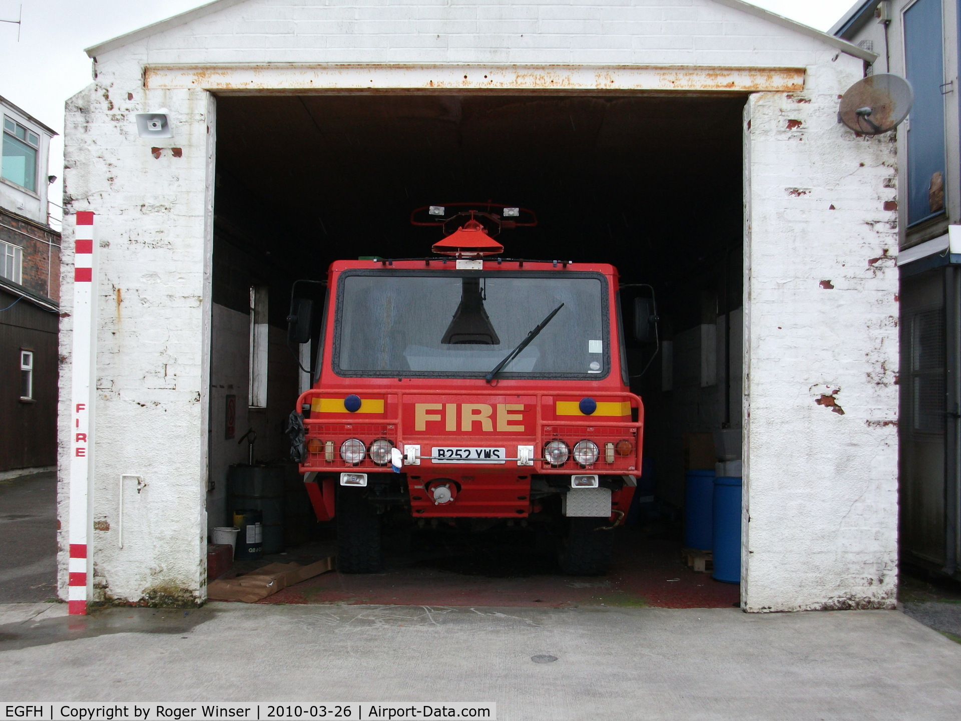 Swansea Airport, Swansea, Wales United Kingdom (EGFH) - Airport Fire and Rescue Services six-wheeled Scamell FIRE 1