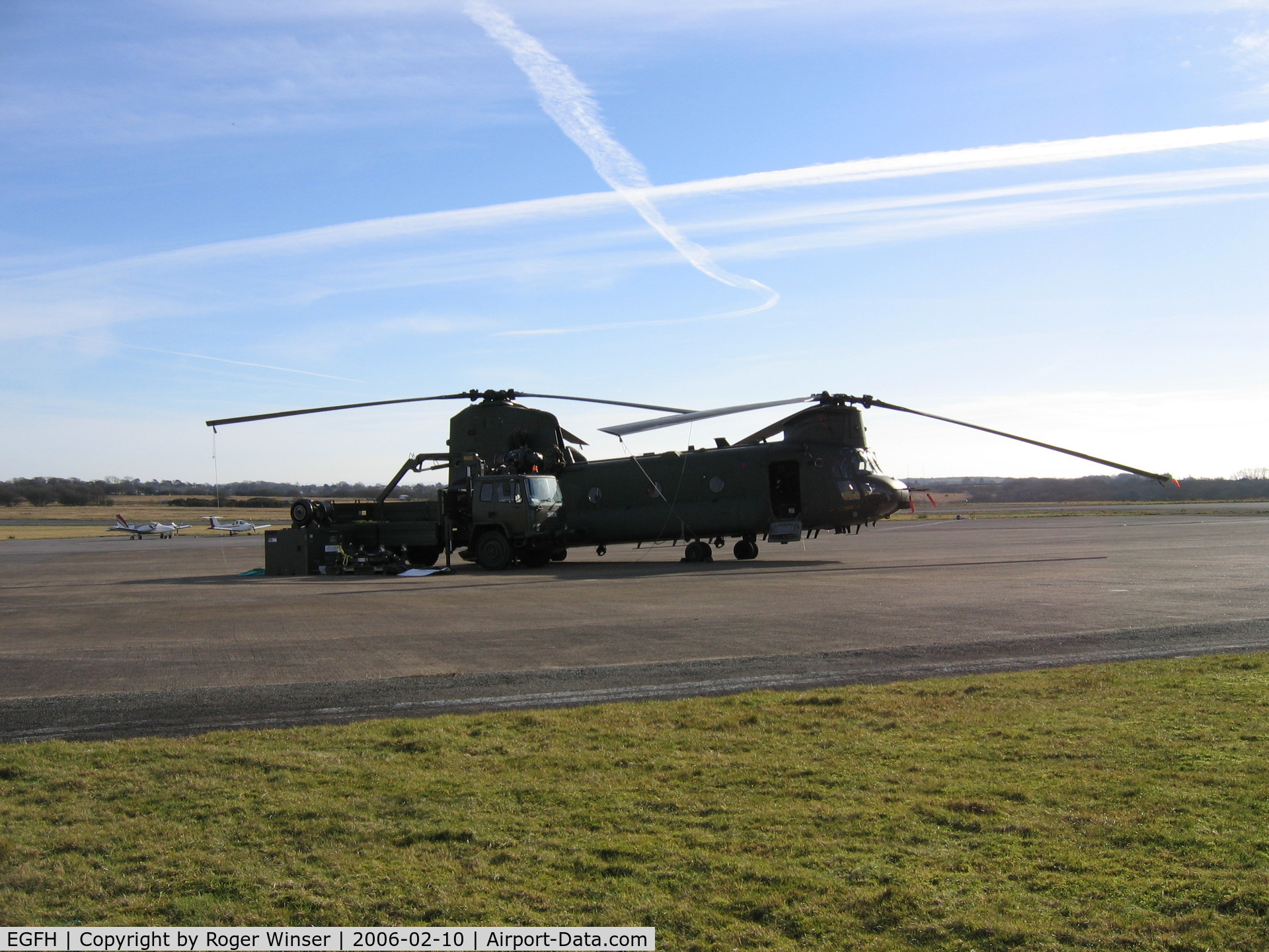 Swansea Airport, Swansea, Wales United Kingdom (EGFH) - RAF Chinook HC.2 gets a new starboard engine