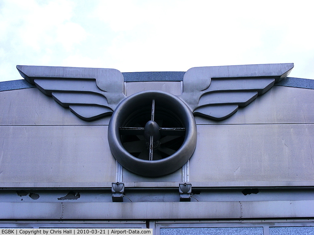 Sywell Aerodrome Airport, Northampton, England United Kingdom (EGBK) - on one of the Art Deco hangars at Sywell