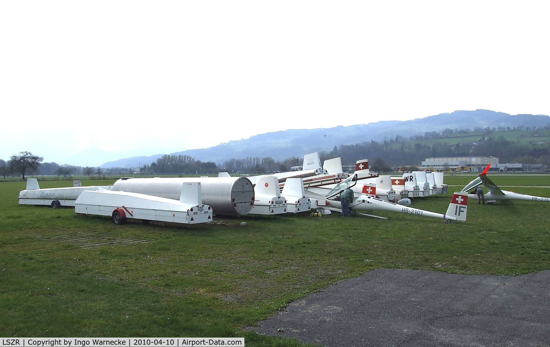 St. Gallen-Altenrhein Airport, Altenrhein Switzerland (LSZR) - Sailplanes outside at St. Gallen-Altenrhein airfield, seen from the back side