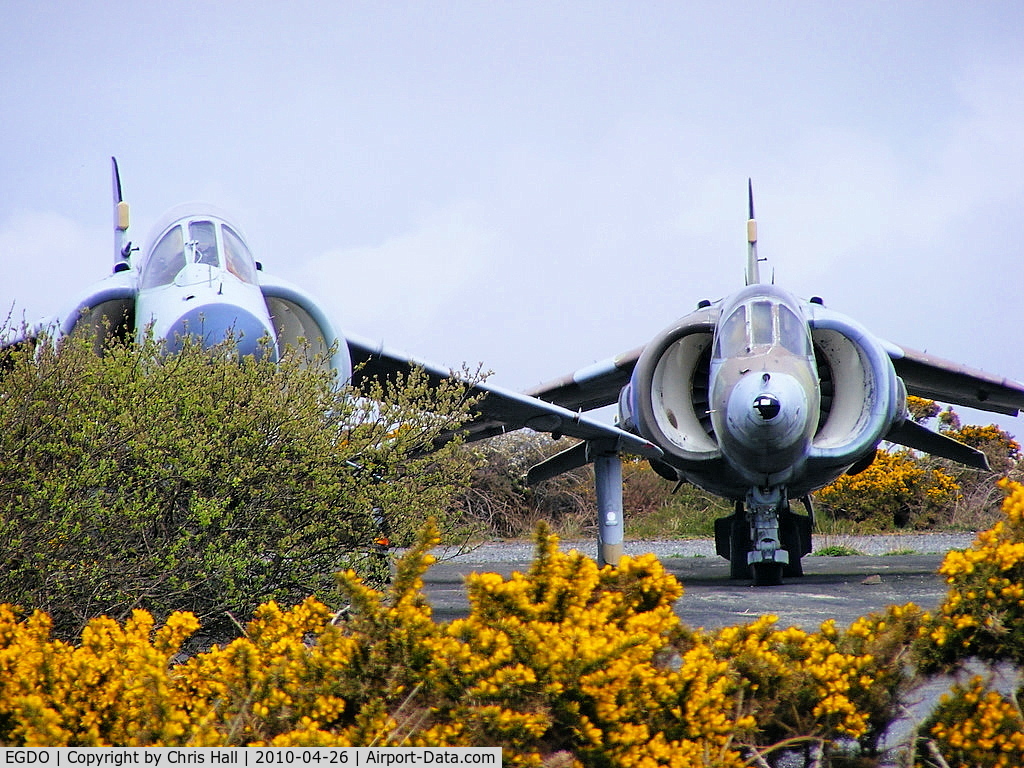 RNAS Predannack Airport, Mullion, England United Kingdom (EGDO) - BAe Harrier's at the Royal Naval School of Fire Fighting, Predannack Airfield, Cornwall