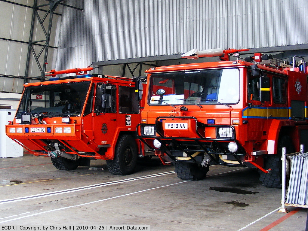 RNAS Culdrose Airport, Helston, England United Kingdom (EGDR) - fire trucks at RNAS Culdrose