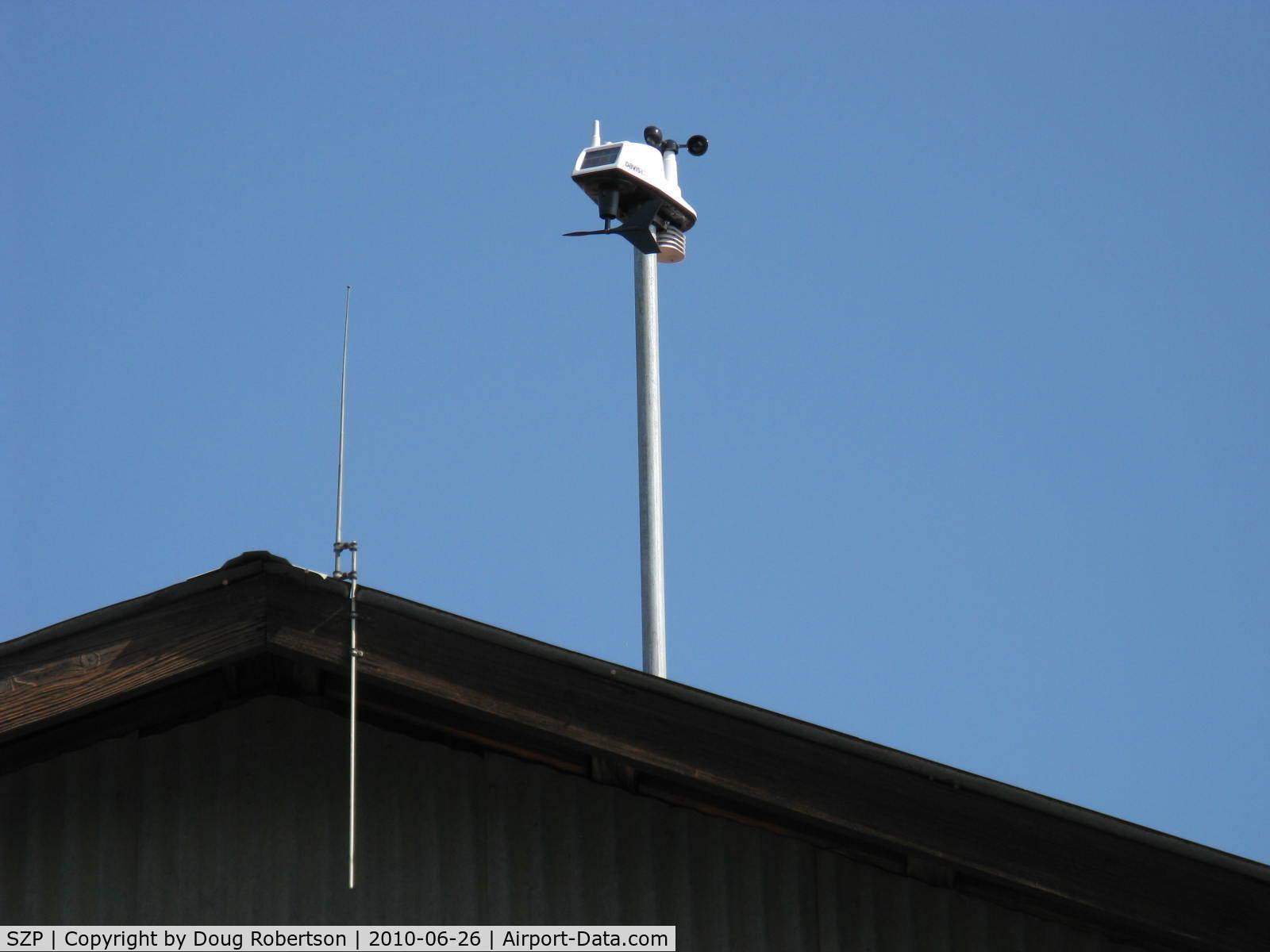 Santa Paula Airport (SZP) - Weather Station multi-sensor/transmitter on hangar-solar powered