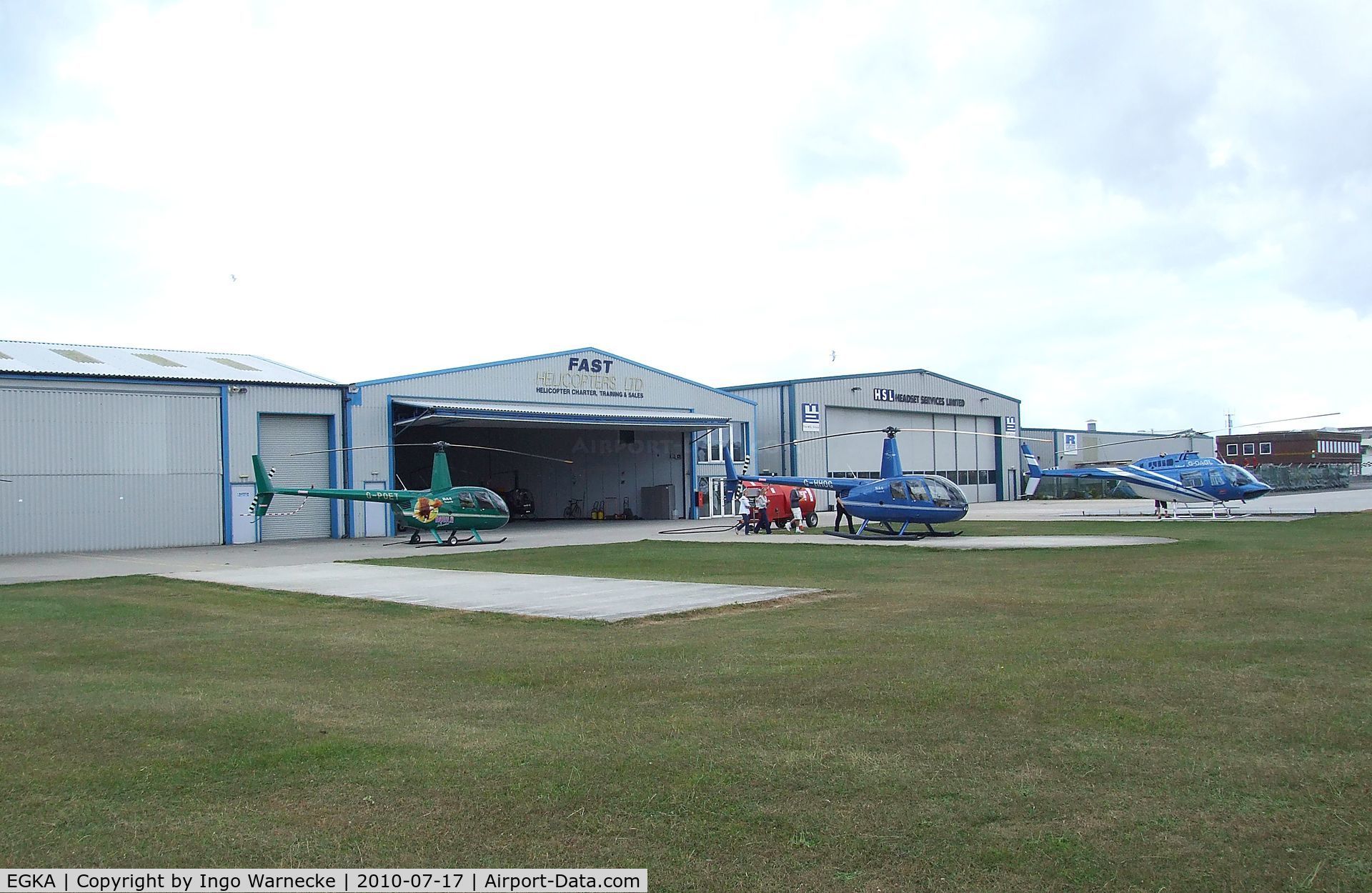 Shoreham Airport, Shoreham United Kingdom (EGKA) - Shoreham (Brighton city) airport - the helicopter hangars in the eastern part