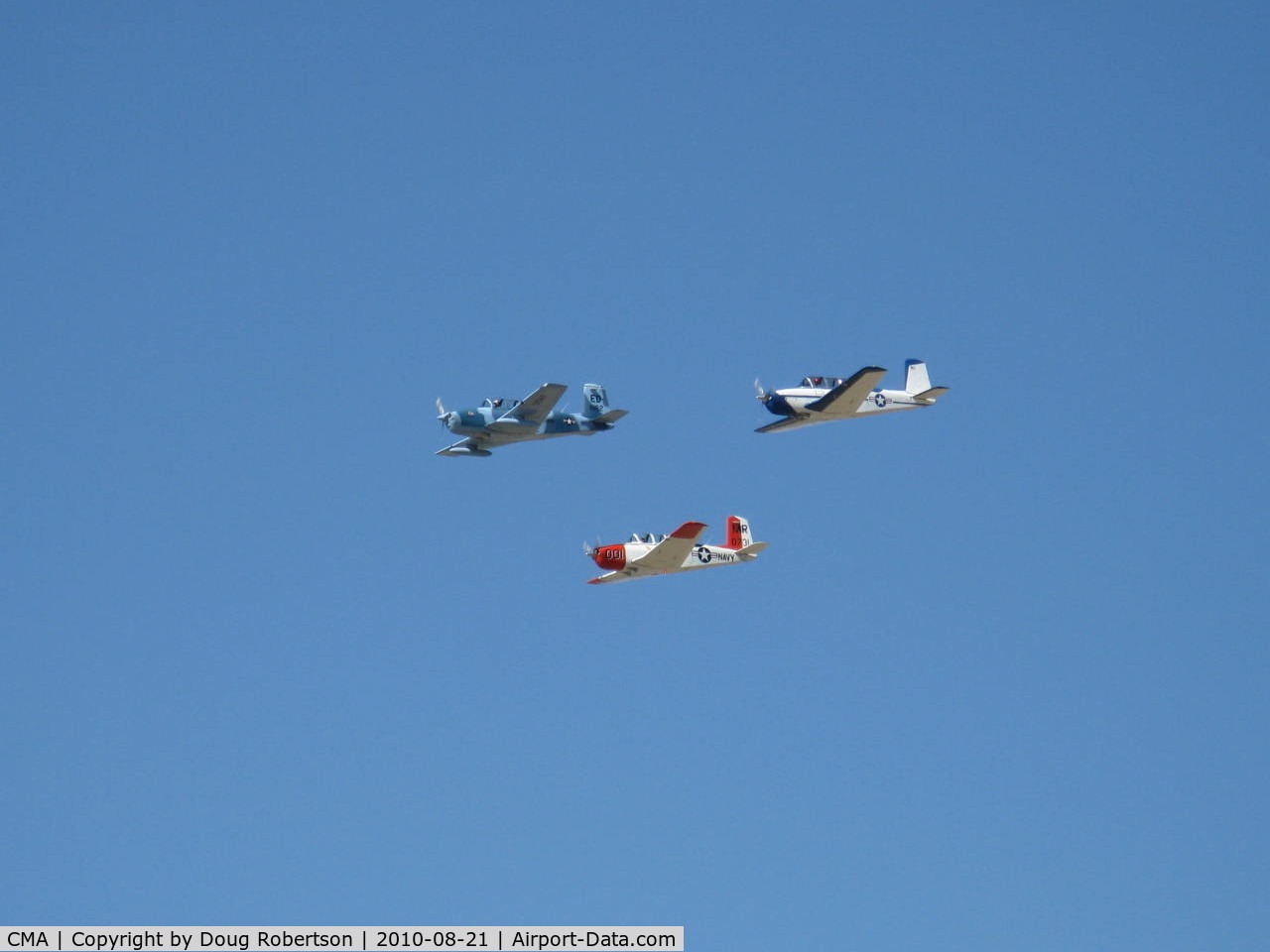 Camarillo Airport (CMA) - Three Beech T-34 MENTORS Formation Flight