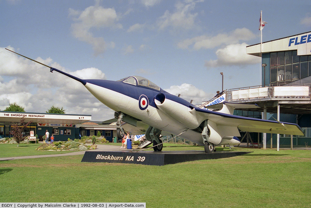 RNAS Yeovilton Airport, Yeovil, England United Kingdom (EGDY) - Blackburn NA-39 XK488, the gate guardian at the entrance to the Fleet Air Arm Museum, Yeovilton, UK.