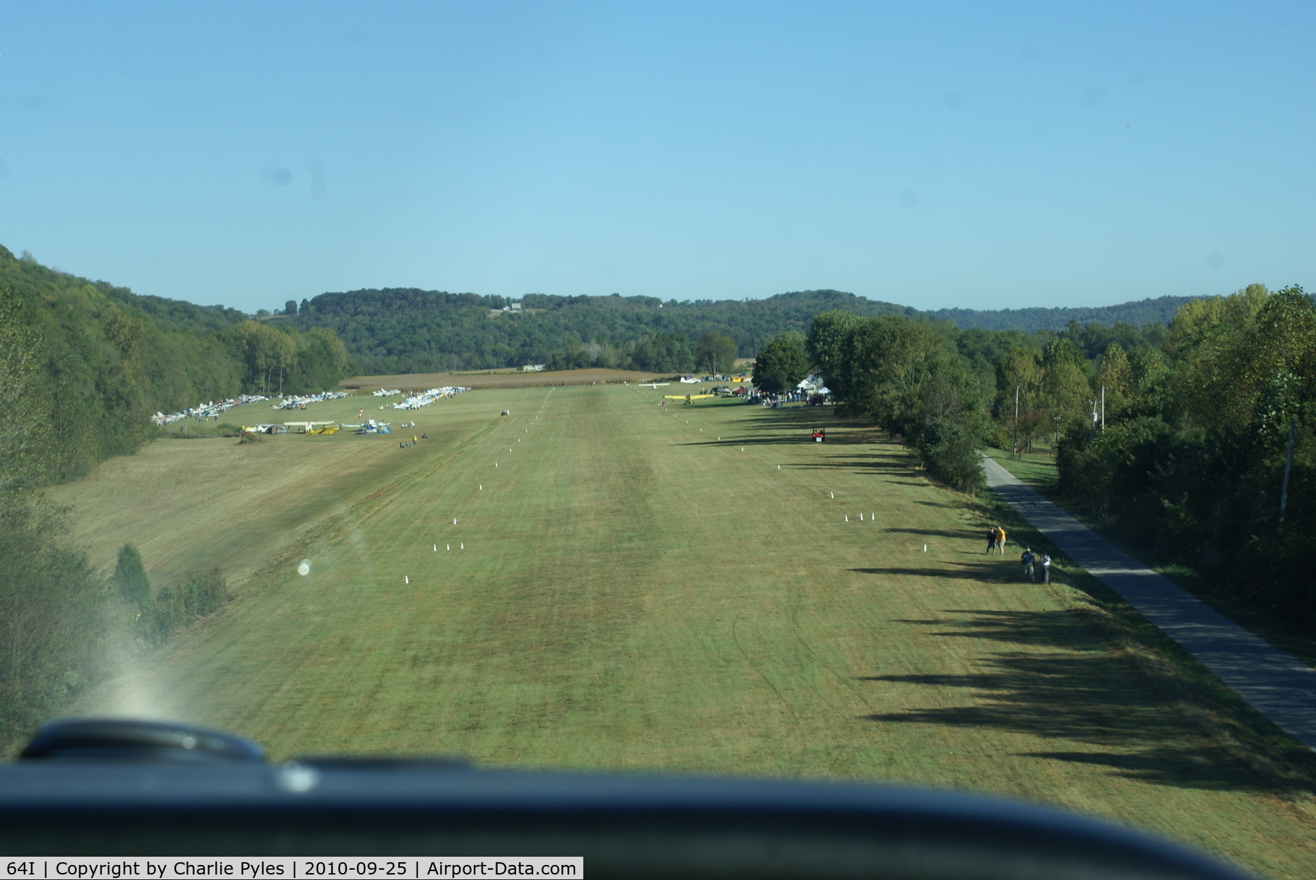 Lee Bottom Airport (64I) - Short final for runway 36 at the 2010 Lee Bottom fly-in 