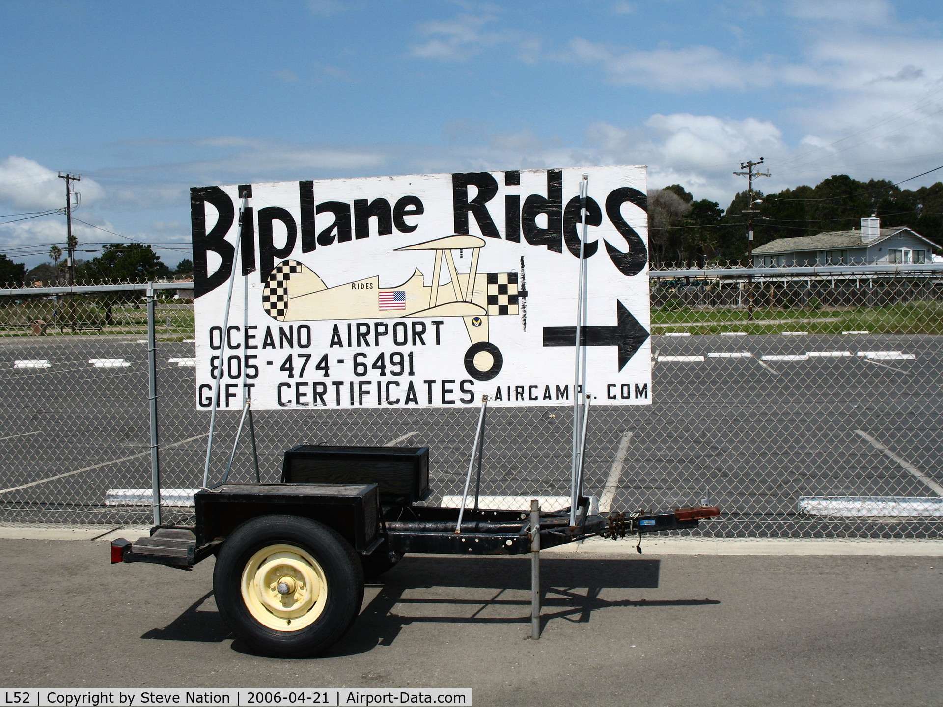 Oceano County Airport (L52) - Biplane Rides (yellow Stearman N4768V) sign @ Oceano County Airport, CA