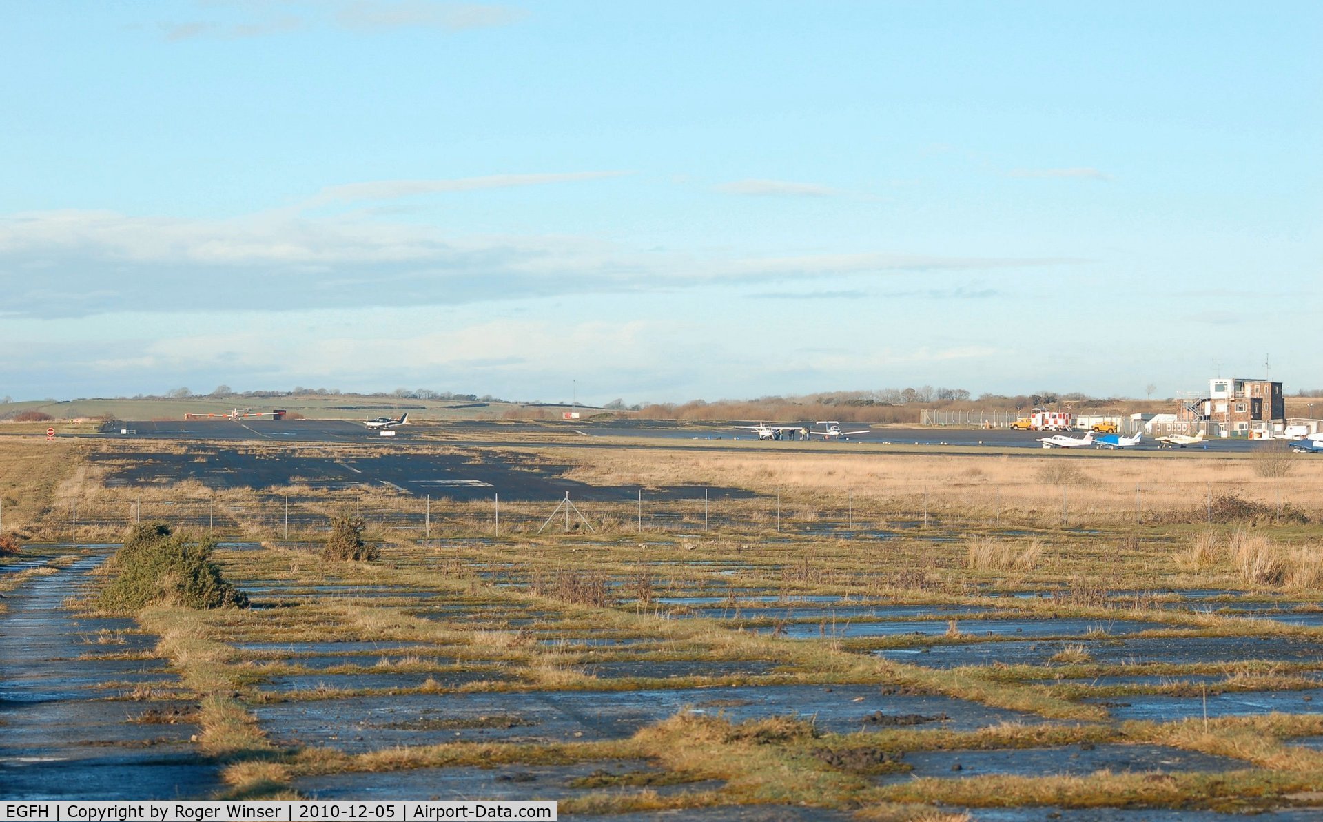 Swansea Airport, Swansea, Wales United Kingdom (EGFH) - Looking north west along the out of use Runway 15/33.