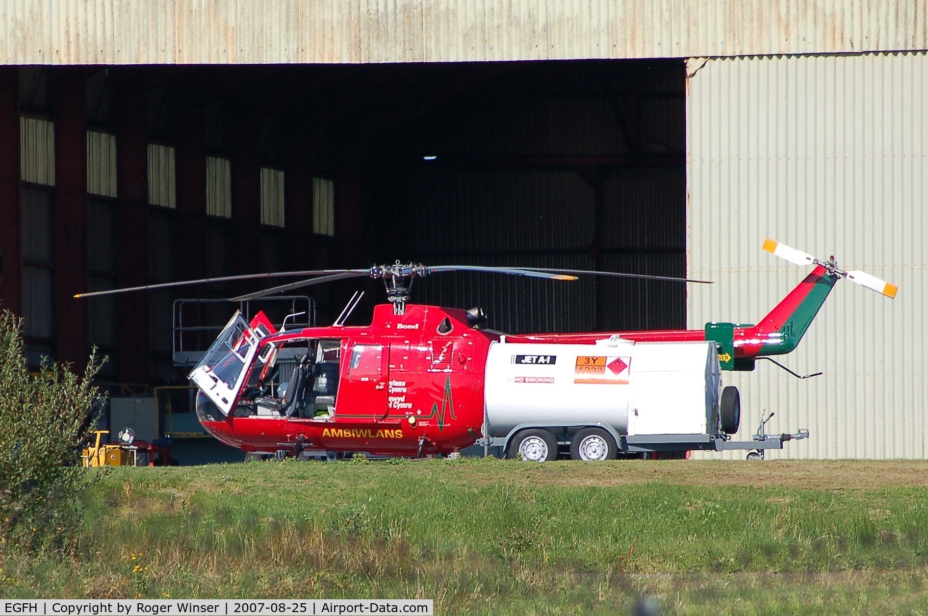 Swansea Airport, Swansea, Wales United Kingdom (EGFH) - Wales Air Ambulance helicopter at it's Swansea Airport Base 