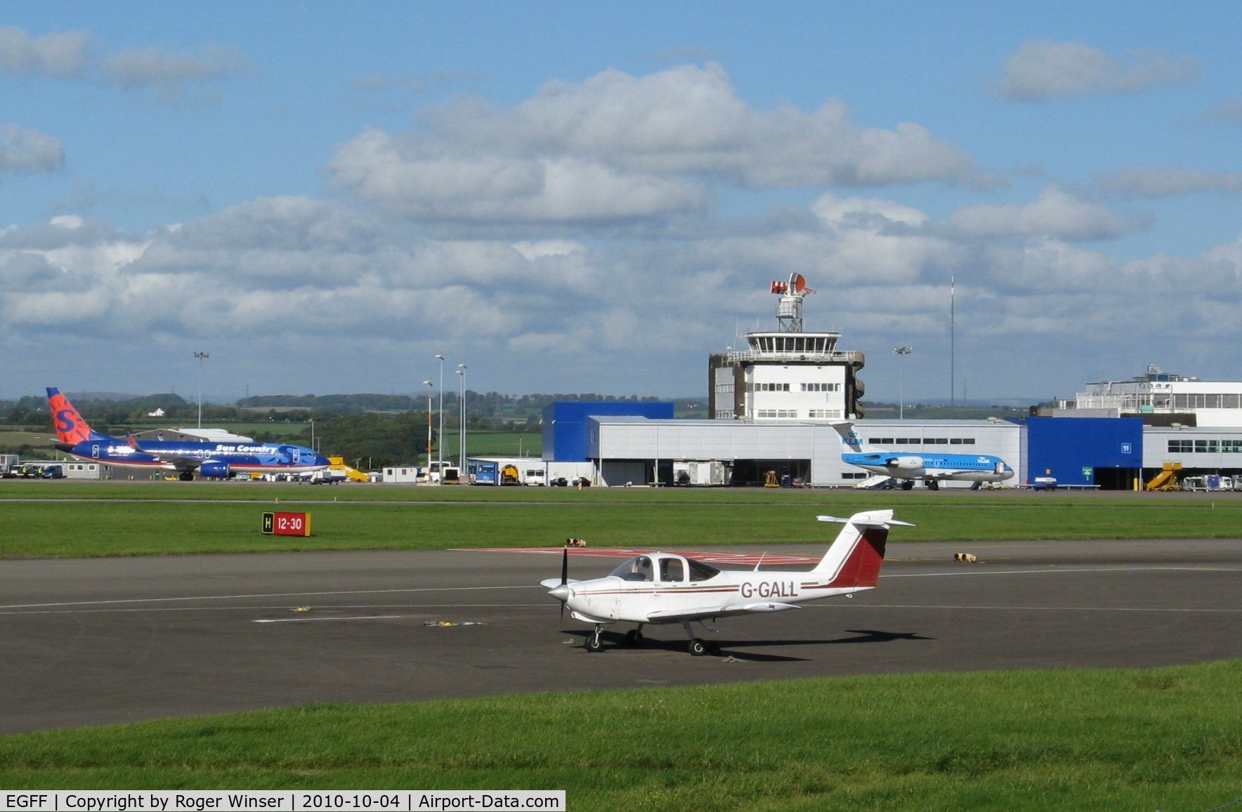 Cardiff International Airport, Cardiff, Wales United Kingdom (EGFF) - View towards the control tower