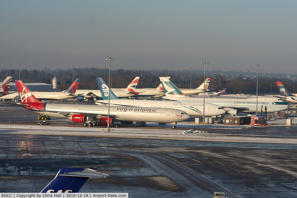 Manchester Airport, Manchester, England United Kingdom (EGCC) - some of the many aircraft diverted into MAN due to the severe weather at Heathrow and Gatwick