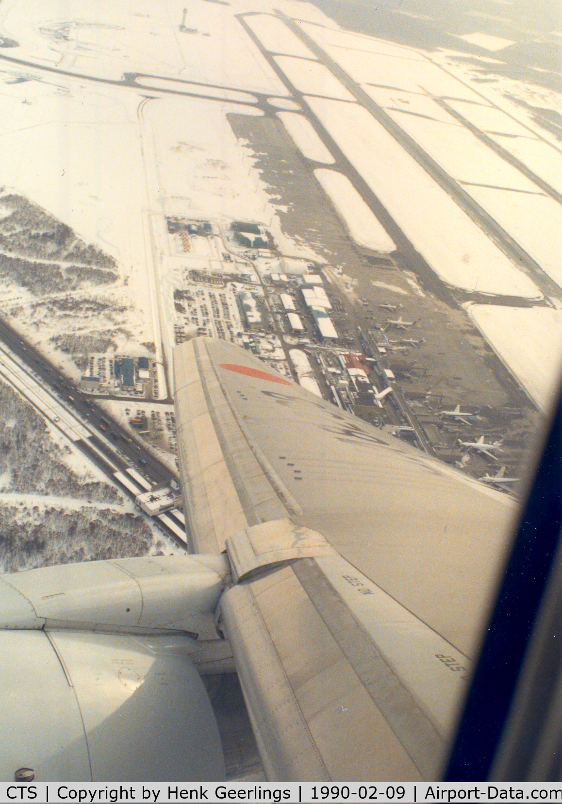 New Chitose Airport, Chitose, Hokkaido (near Sapporo) Japan (CTS) - Departure from Citose Airport on the way to Narita , Feb 1990