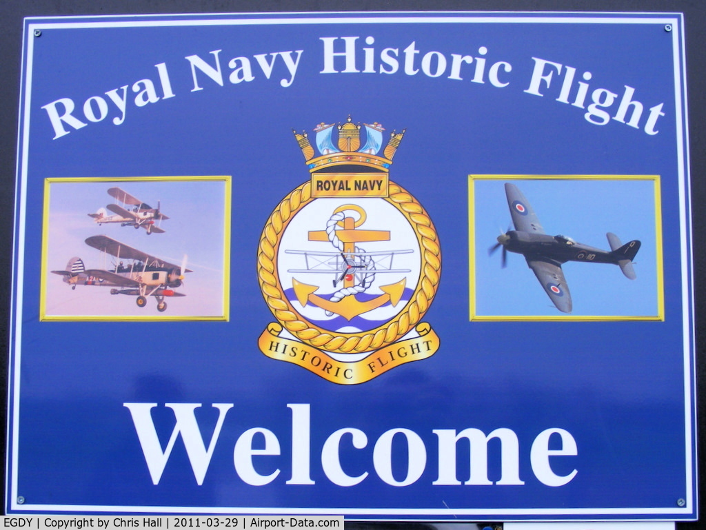 RNAS Yeovilton Airport, Yeovil, England United Kingdom (EGDY) - at the entrance to the Royal Navy Historic Flight hangar