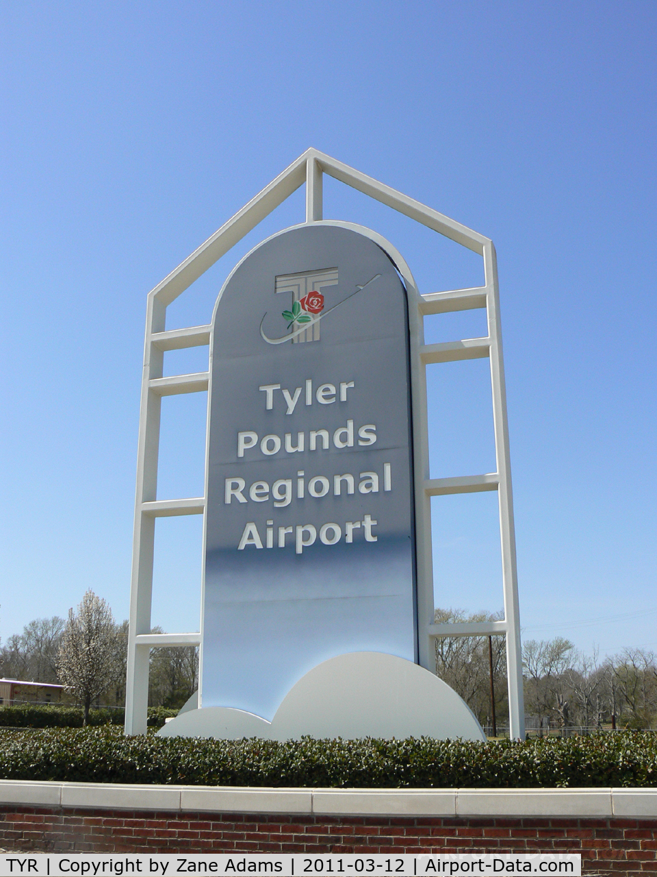 Tyler Pounds Regional Airport (TYR) - Tyler Pounds Field new terminal entrance sign.