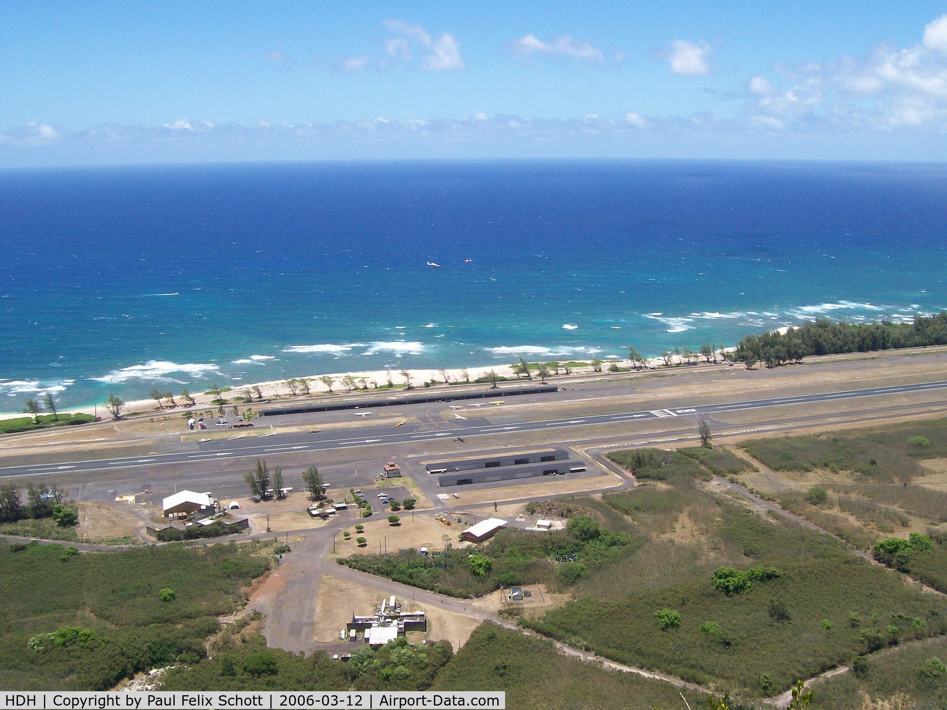 Dillingham Airfield Airport (HDH) - East end of the Dillingham runway looking North to the runway and out over the Pacific Ocean 
