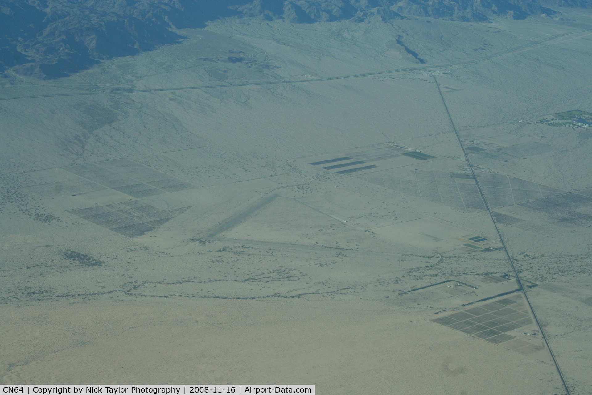 Desert Center Airport (CN64) - Seen from high over the desert. Almost invisible.