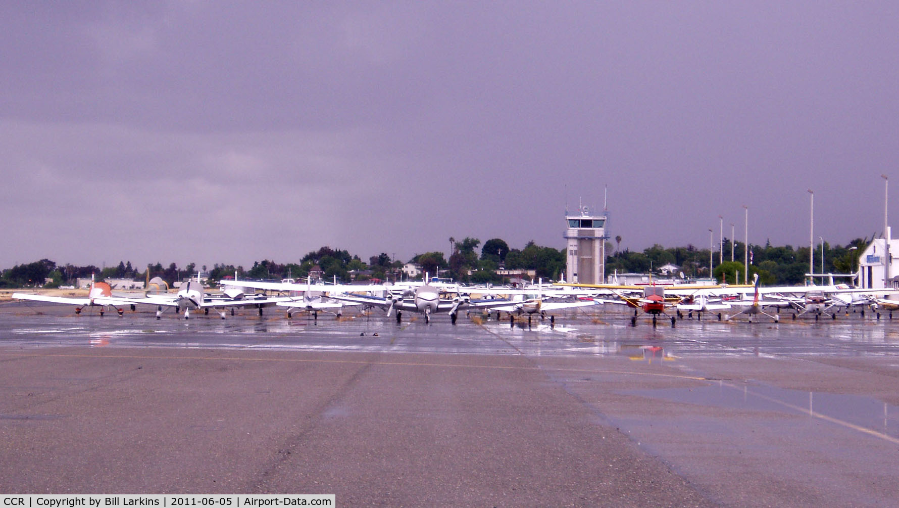Buchanan Field Airport (CCR) - Central ramp and Tower freshly washed with rain.