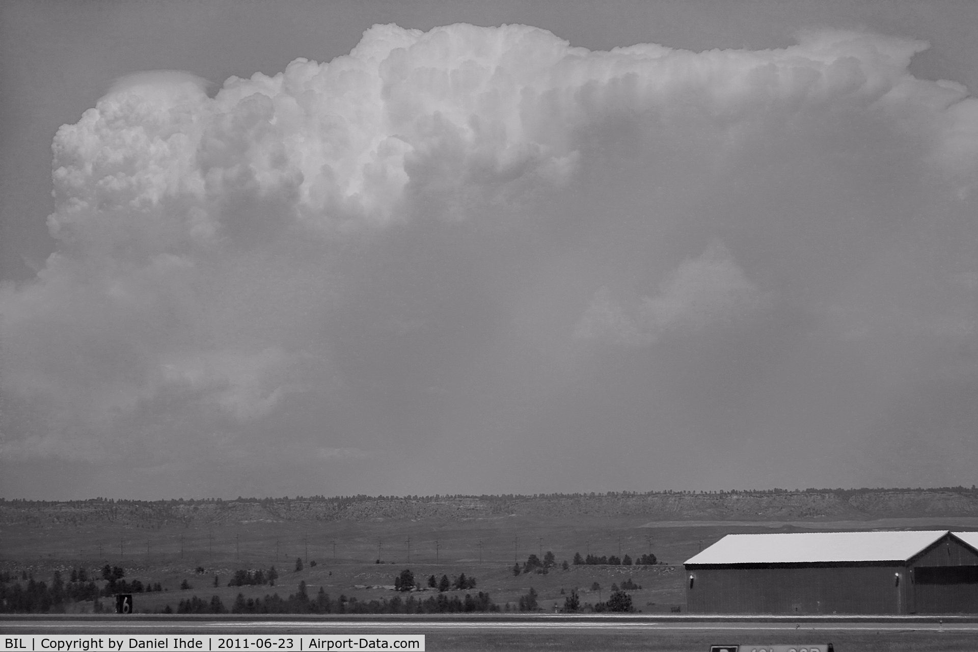 Billings Logan International Airport (BIL) - Clouds towering north of BIL 6-23-2011