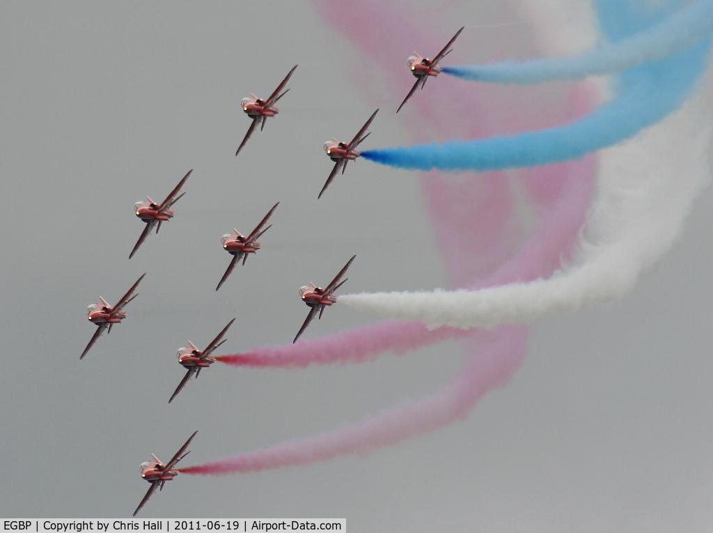 Kemble Airport, Kemble, England United Kingdom (EGBP) - Red Arrows in Apollo formation