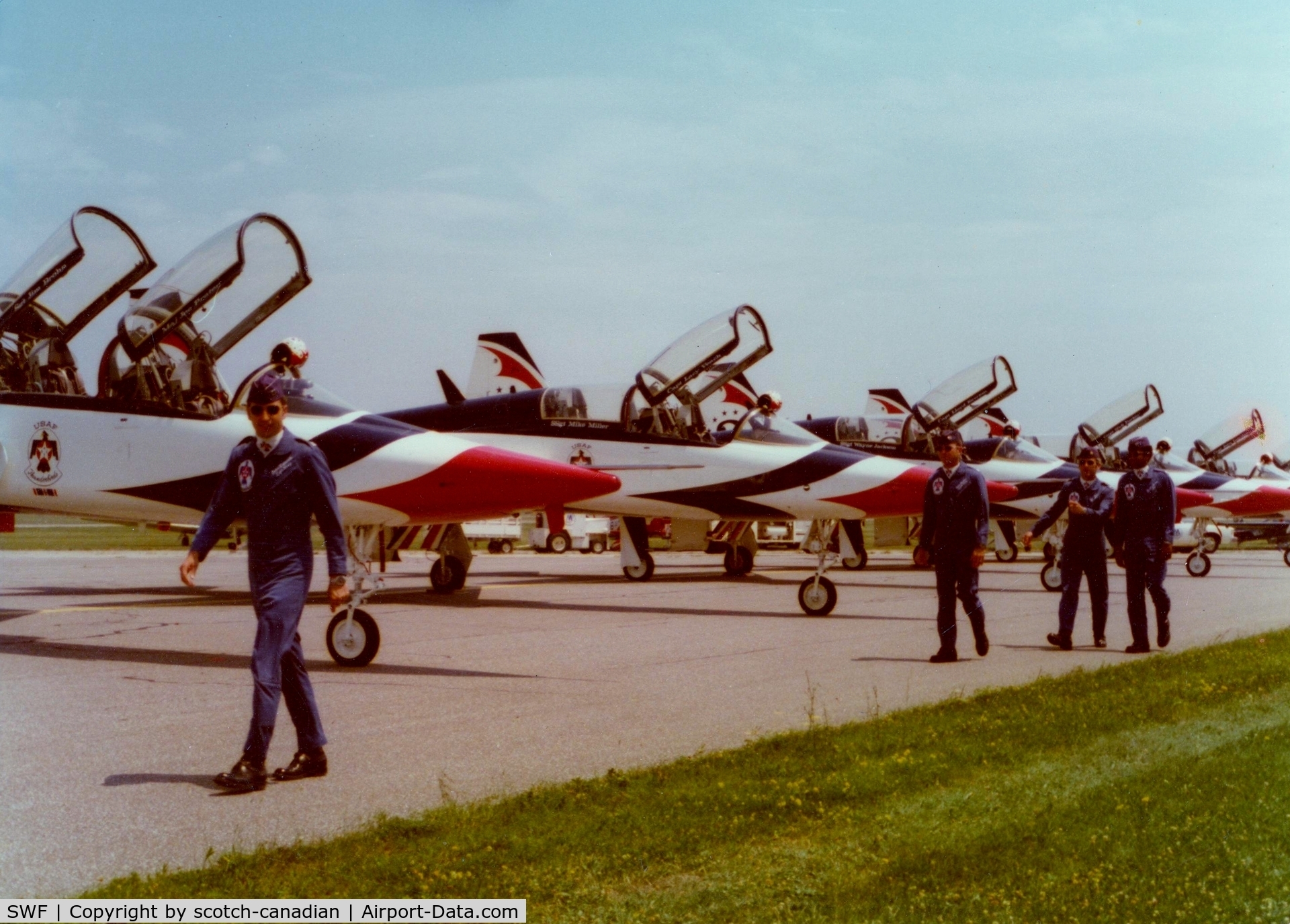 Stewart International Airport (SWF) - US Air Force Thunderbirds and Northrop T-38 Talons at Stewart International Airport, Newburgh, NY - circa 1970's