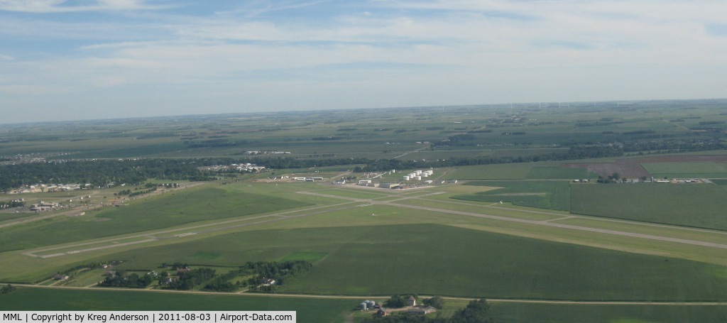 Southwest Minnesota Regional Marshall/ryan Fld Airport (MML) - A view of the Southwest Minnesota Regional Airport after departing runway 30.