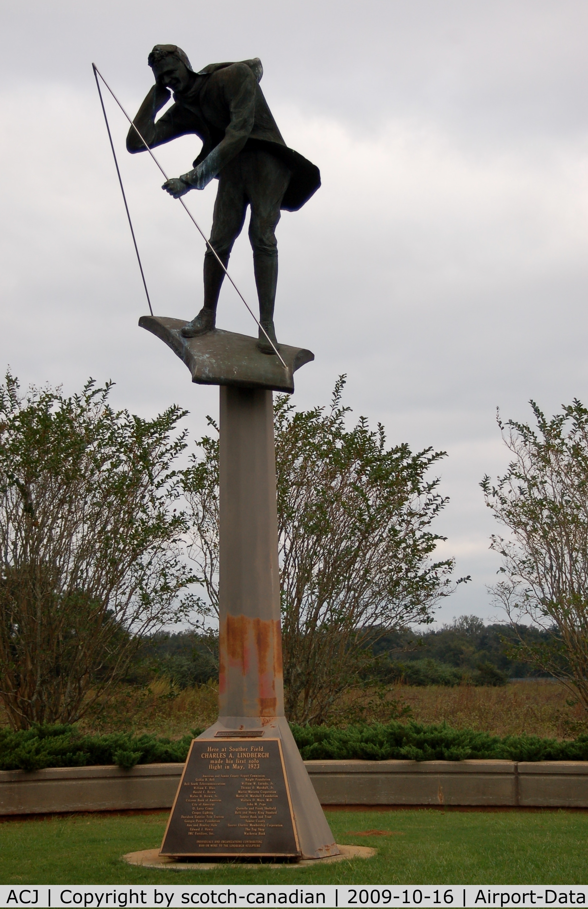 Jimmy Carter Regional Airport (ACJ) - Lindbergh's Solo Flight Monument at Jimmy Carter Regional Airport (Souther Field Airport) Americus, GA