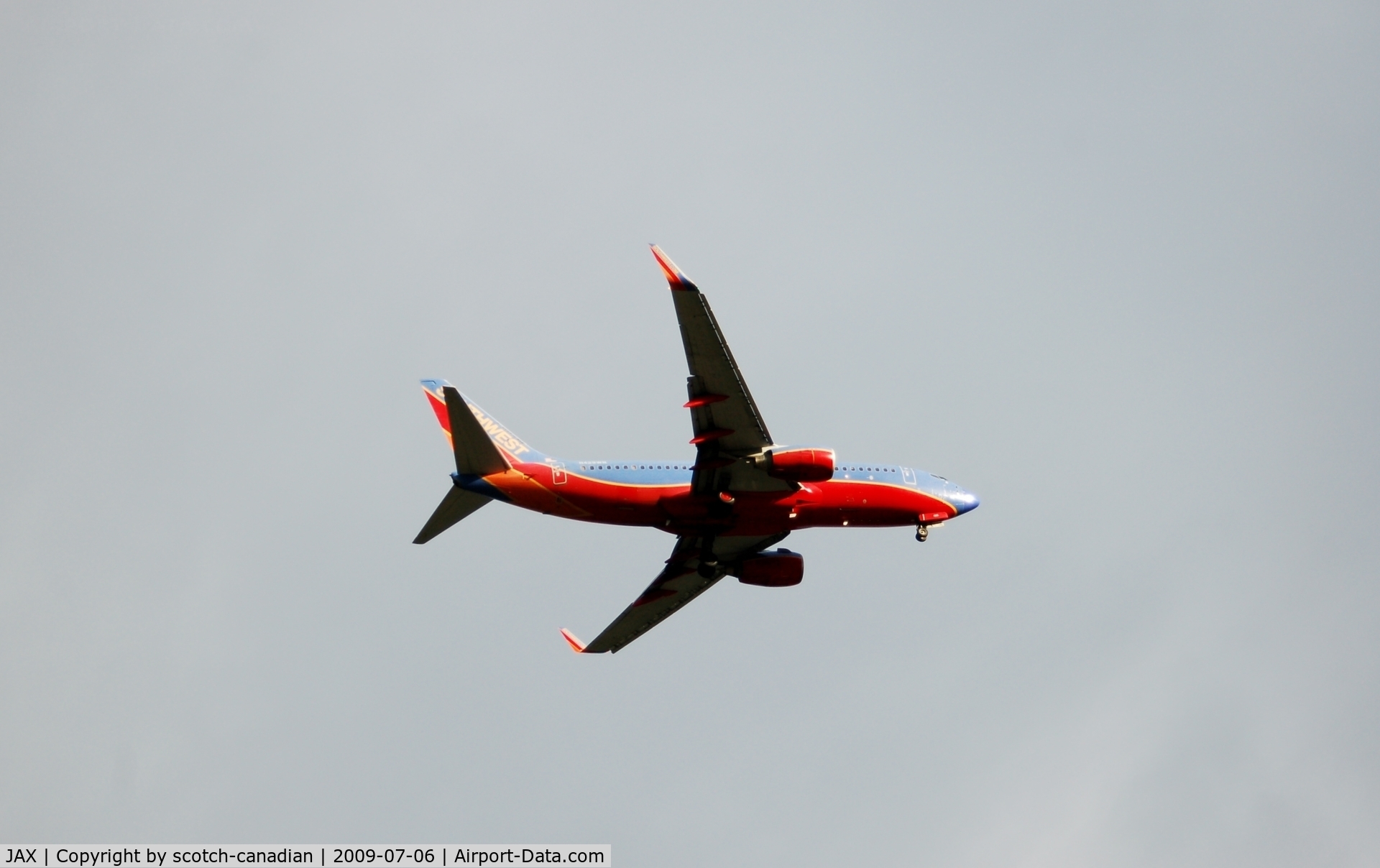 Jacksonville International Airport (JAX) - Southwest Airlines Jet on Final Approach to Jacksonville International Airport, Jacksonville, FL