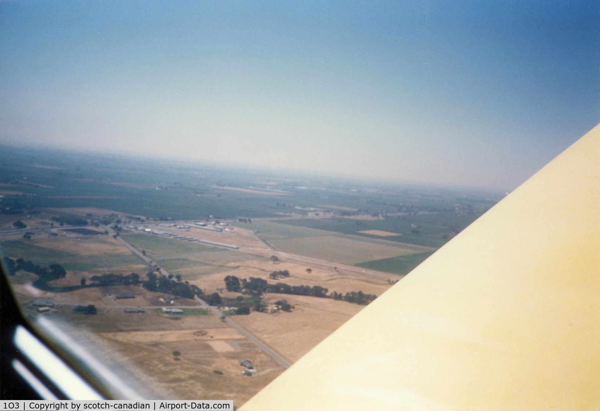 Lodi Airport (1O3) - Lodi Airport, CA - photographed from 1974 Grumman American Aviation Corp. AA-1B N9881L - July 1989 