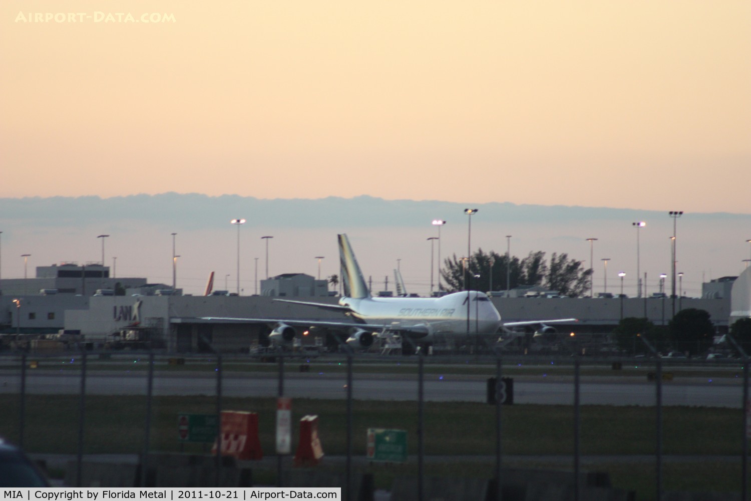Miami International Airport (MIA) - Evening at MIA looking toward Cargo City from 94th Aerosquadron Restaurant
