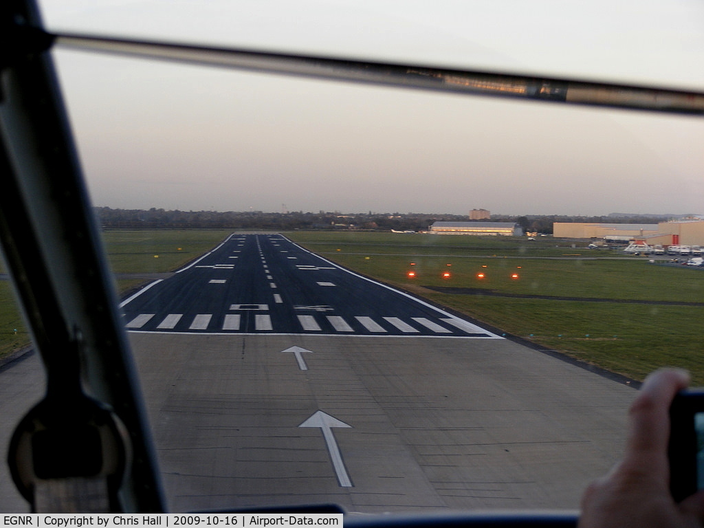 Hawarden Airport, Chester, England United Kingdom (EGNR) - about to touch down on R/W 04 at Hawarden