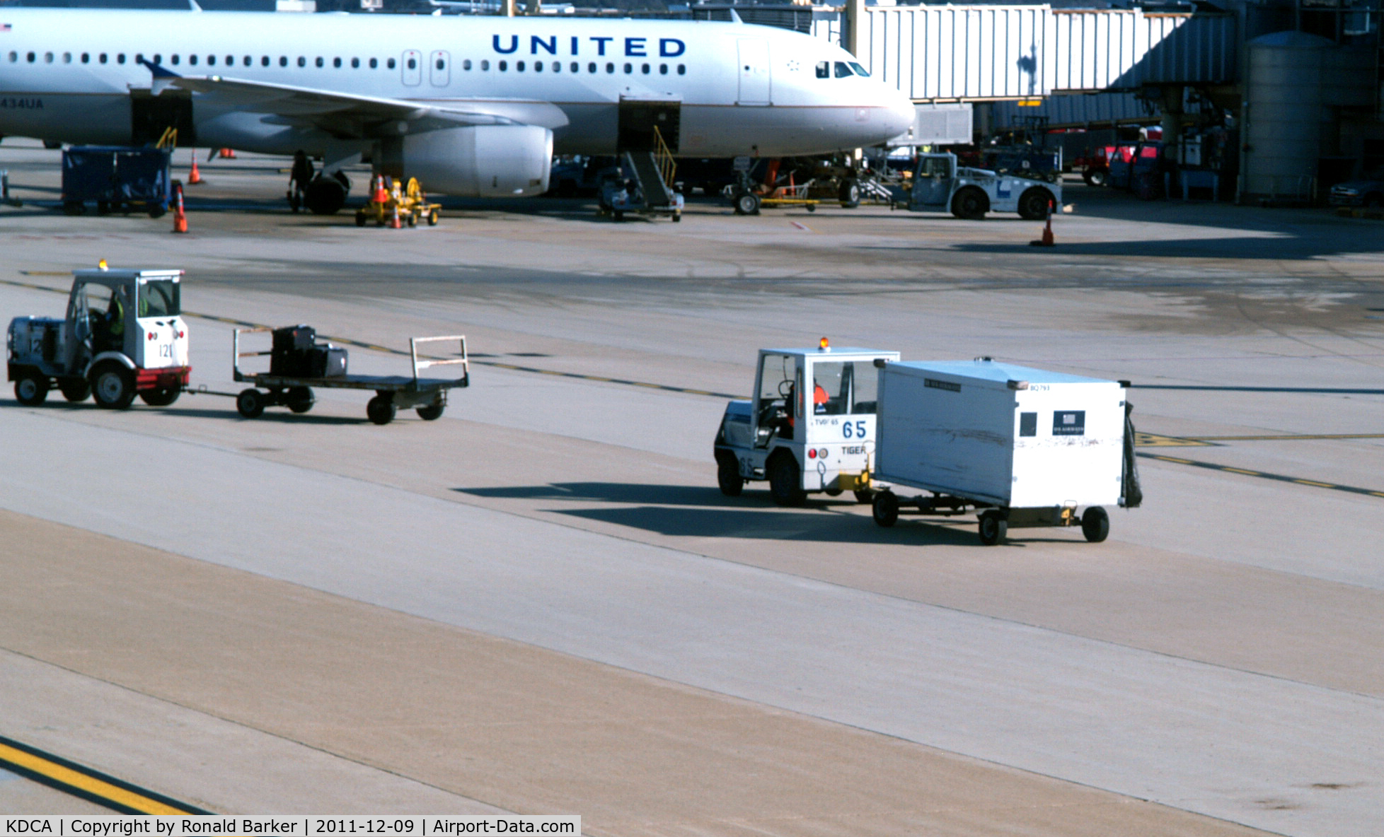 Ronald Reagan Washington National Airport (DCA) - Tug #65 with baggage cart on the ramp