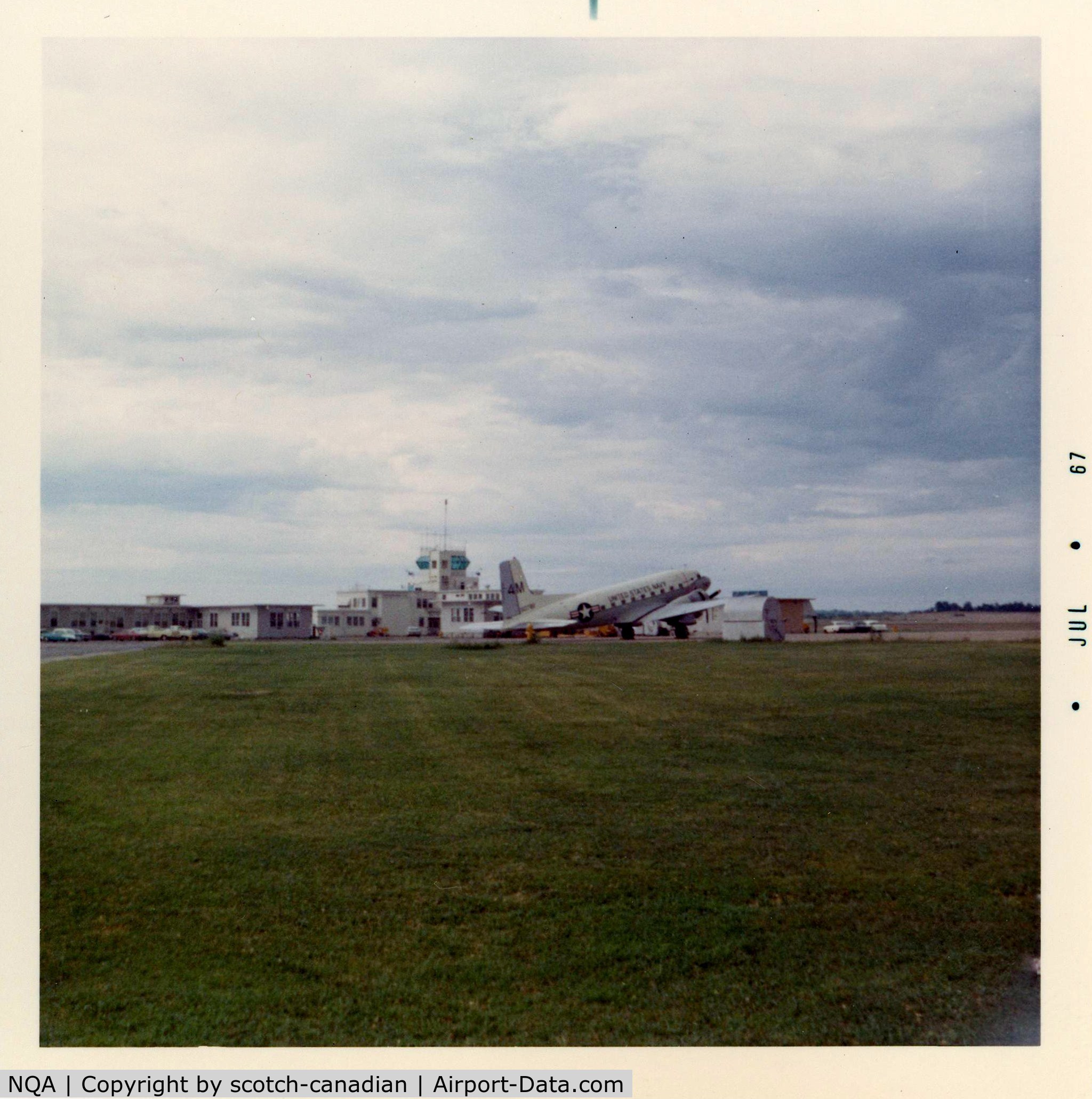 Millington Regional Jetport Airport (NQA) - Operations Building, Control Tower and R4D Aircraft at Naval Air Station - Memphis, Millington, TN - 1967