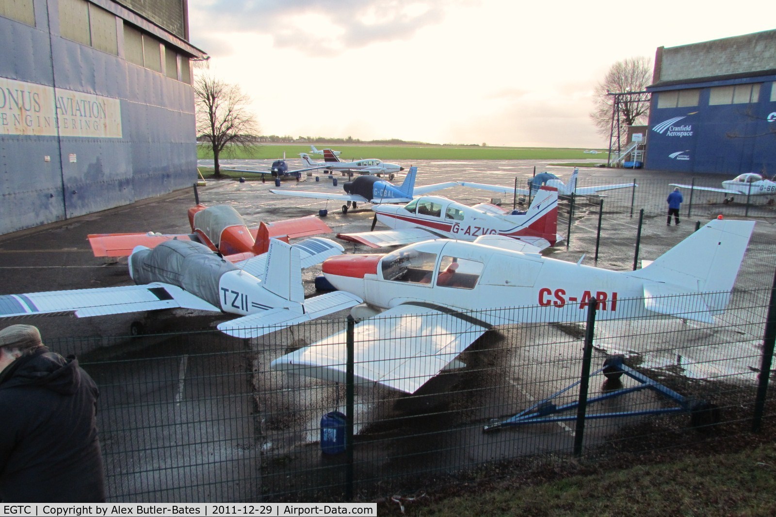 Cranfield Airport, Cranfield, England United Kingdom (EGTC) - An overview of the Bonus Aviation ramp