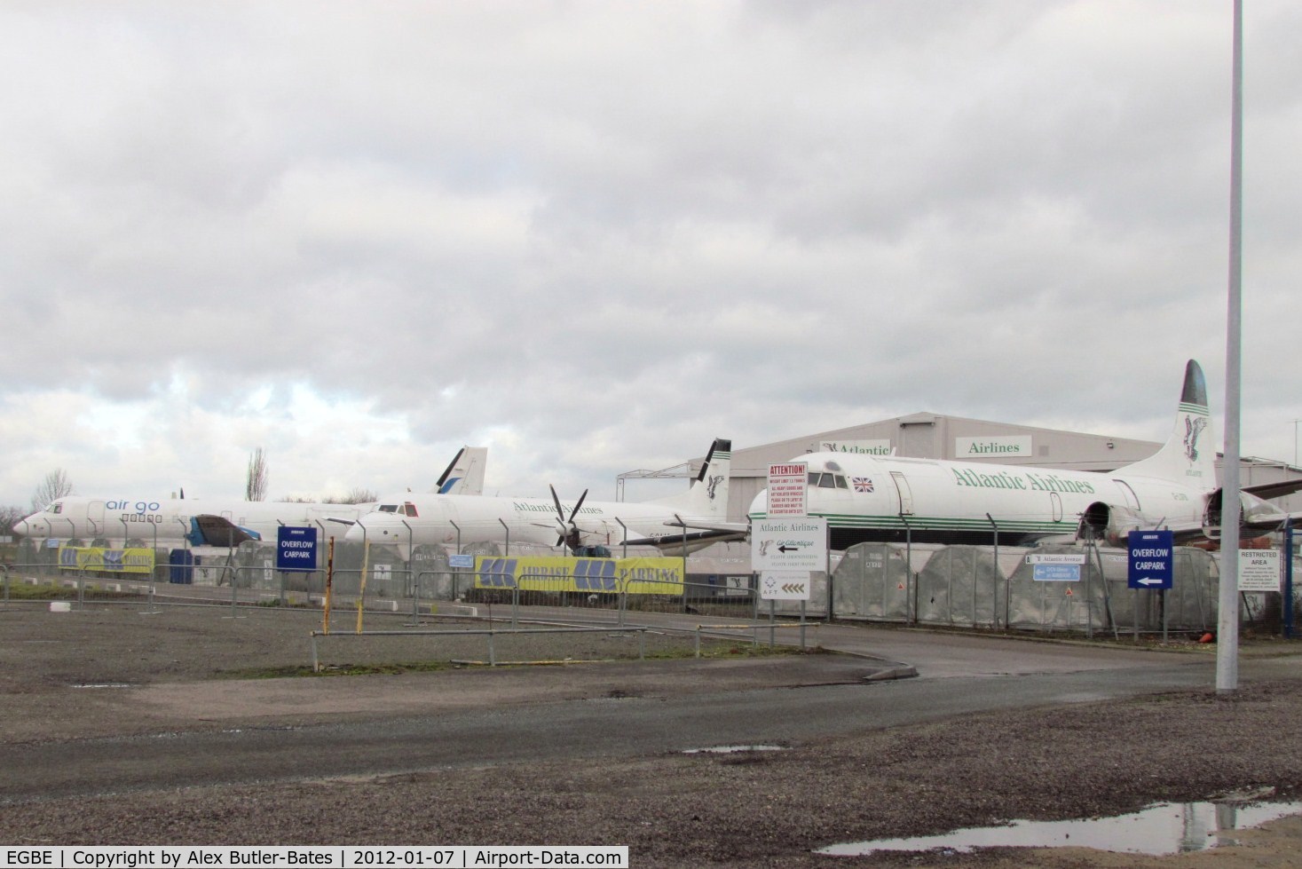 Coventry Airport, Coventry, England United Kingdom (EGBE) - Atlantic Airlines ramp