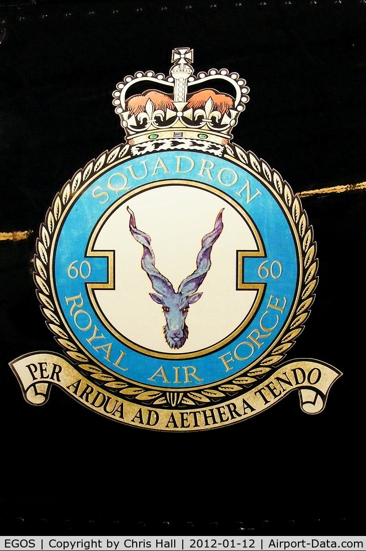 RAF Shawbury Airport, Shawbury, England United Kingdom (EGOS) - RAF 60(R) sqn insignia on the side of a Bell 412EP Griffin HT.1