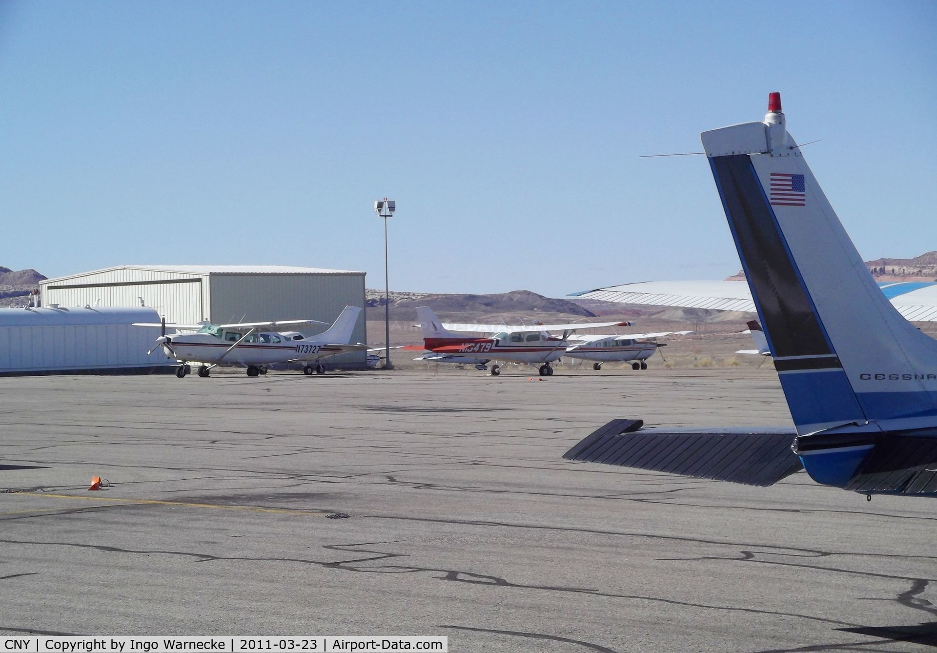 Canyonlands Field Airport (CNY) - diverse aircraft parked at Canyonlands Field airport, Moab UT