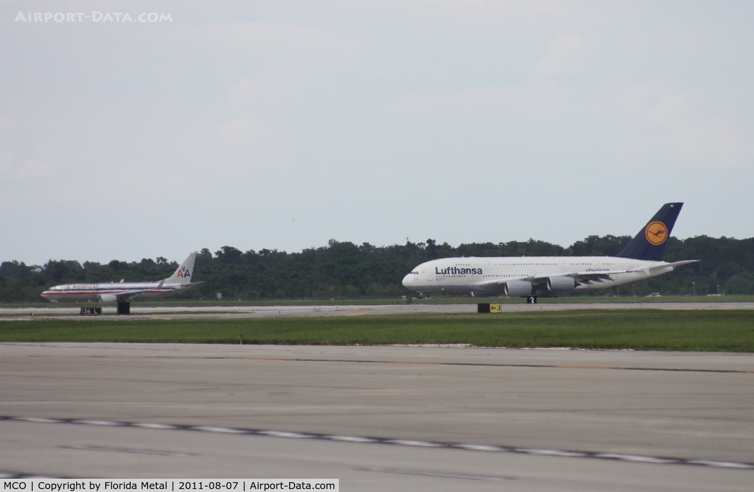 Orlando International Airport (MCO) - A380 lining up to depart on Runway 18R