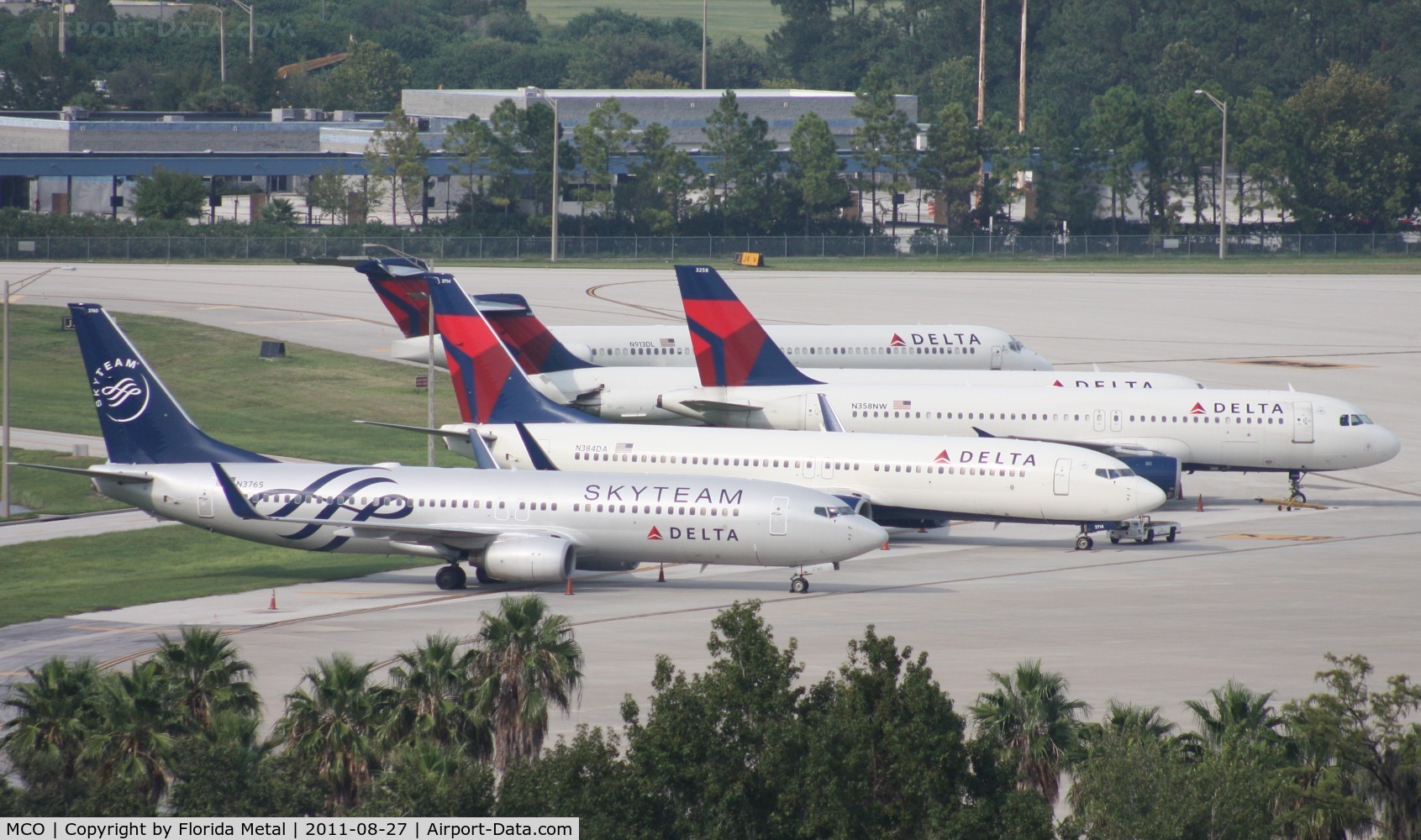 Orlando International Airport (MCO) - Five Delta planes hardstanding at Airside 2 as they ran out of hardstands at Airside 4 due to cancellations from Hurricane Irene