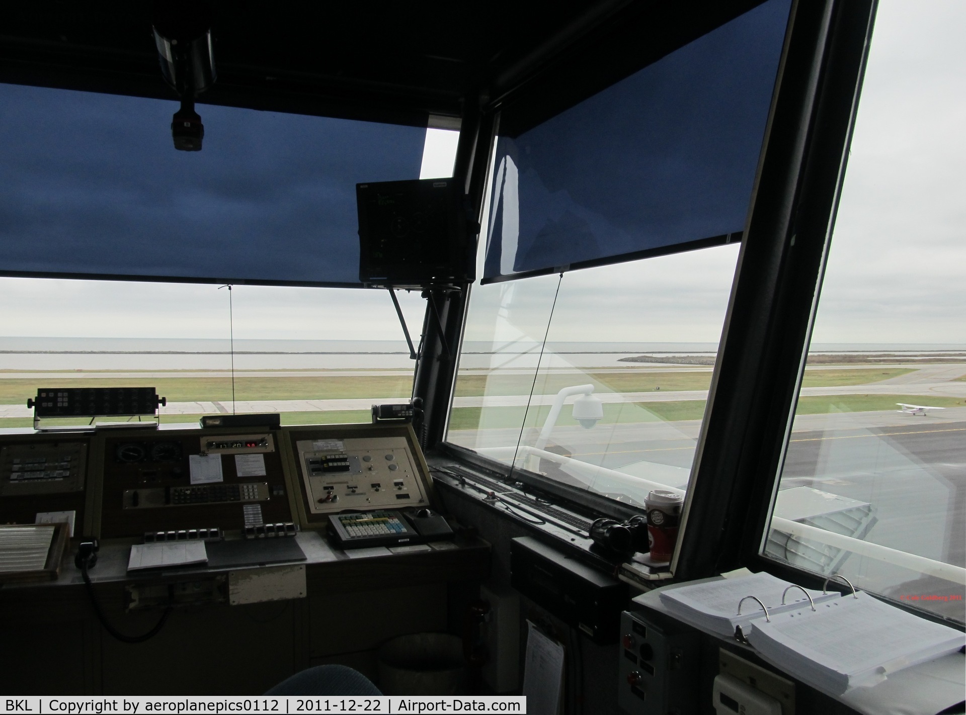 Burke Lakefront Airport (BKL) - A view from inside the Air Traffic Control Tower at Burke. 
