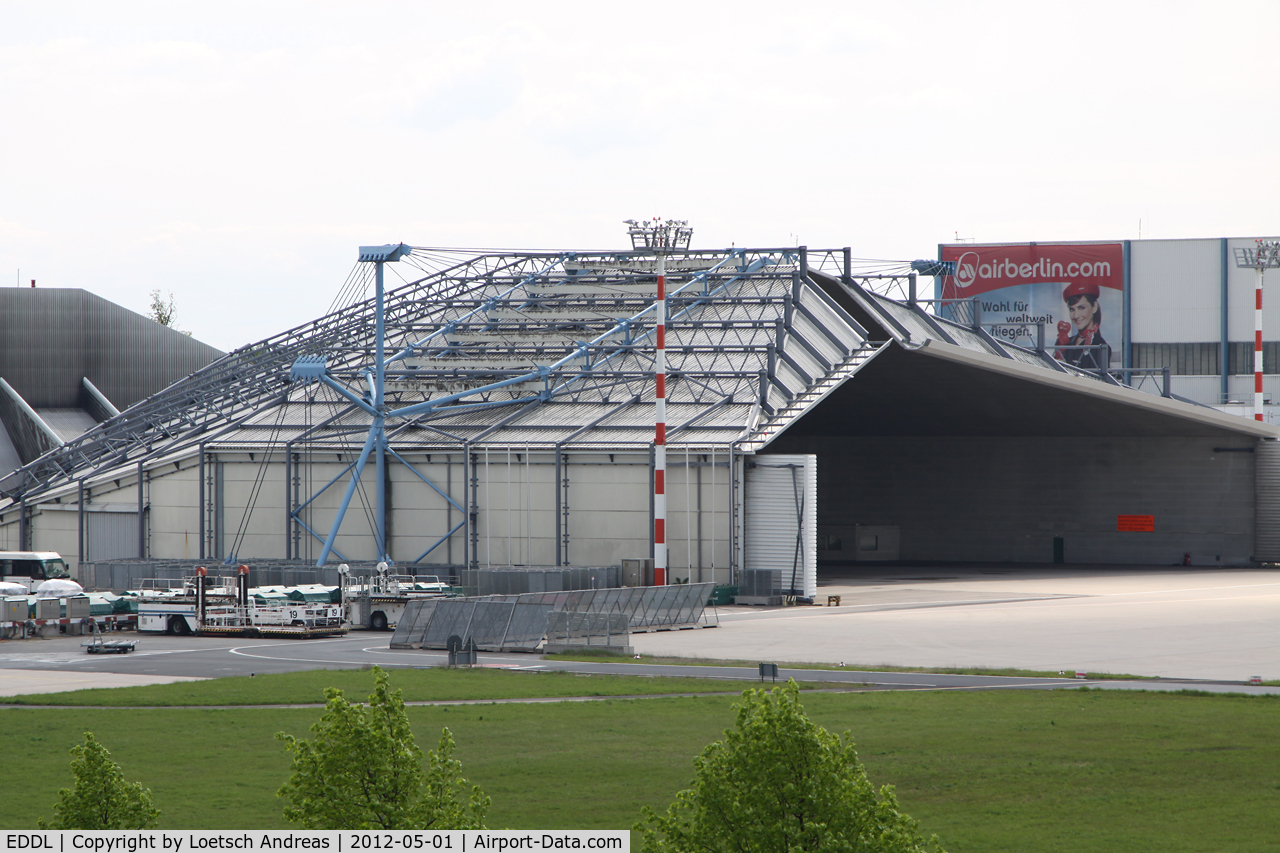 Düsseldorf International Airport, Düsseldorf Germany (EDDL) - engine test - noise reduction building