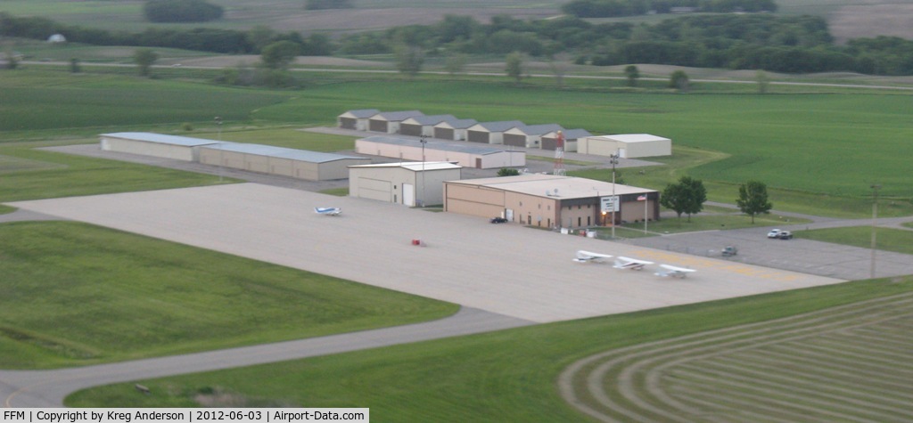 Fergus Falls Muni-einar Mickelson Fld Airport (FFM) - A view of the ramp at Fergus Falls Municipal Airport after departing runway 13 on a Sunday evening.