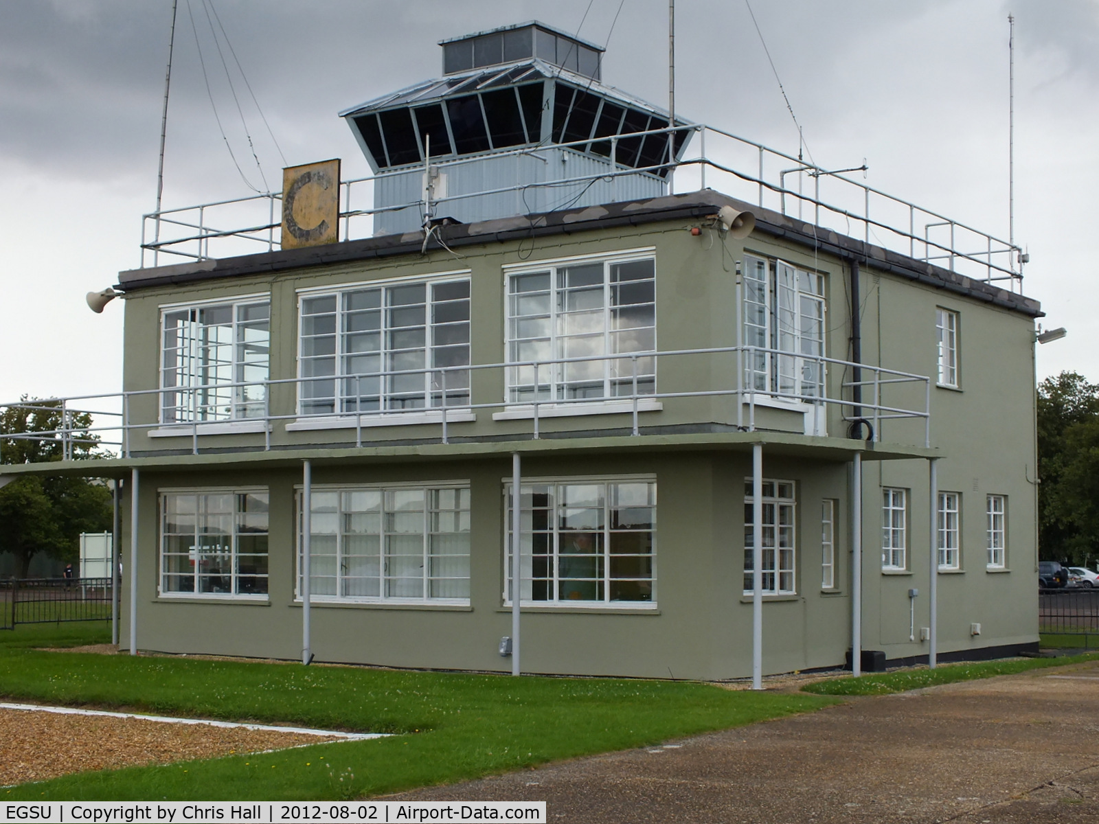 Duxford Airport, Cambridge, England United Kingdom (EGSU) - Duxford tower built in 1941, the rooftop observation post was added later by the 78th Fighter Group