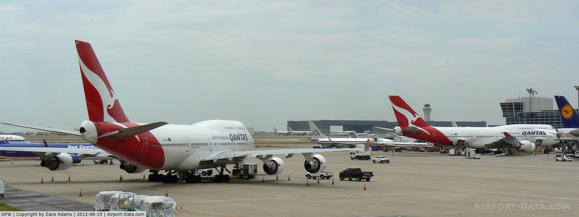 Dallas/fort Worth International Airport (DFW) - Two Qantas 747 Longreach aircraft on the ramp at DFW Airport