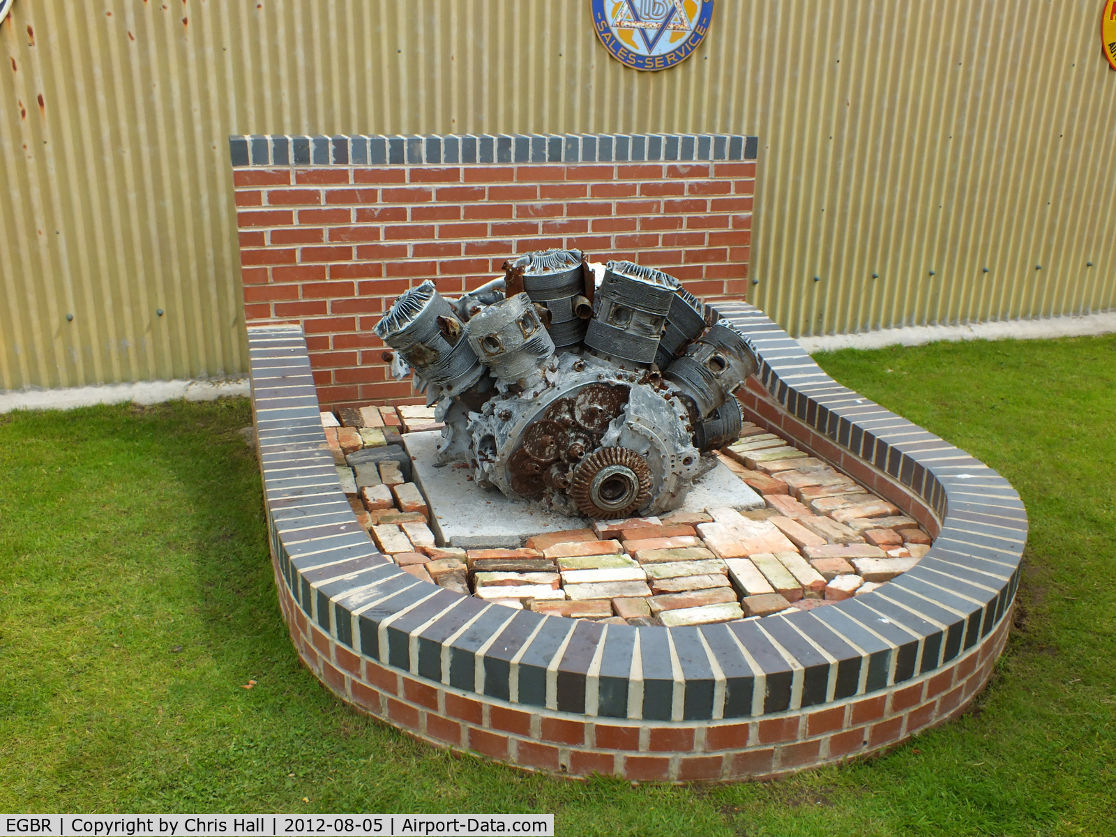 EGBR Airport - Bristol Hercules XVI radial engine recovered from the crash site of Handley Page Halifax Mk III LV905/EY-W which was shot down on the evening of 24th May 1944 near Bergse Maas, Holland with the lost of all seven crew members.